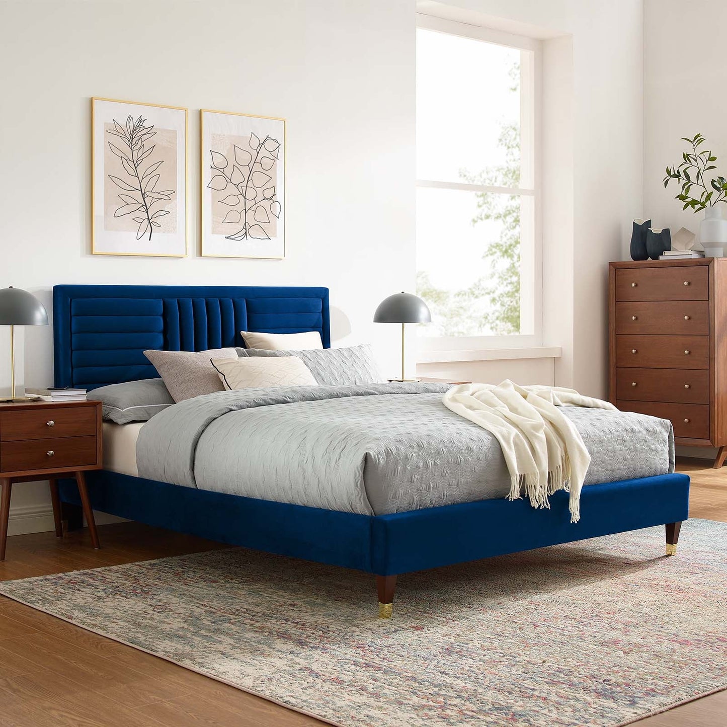 Sofia Channel Tufted Performance Velvet Queen Platform Bed By Modway - MOD-6971 | Beds | Modishstore - 24