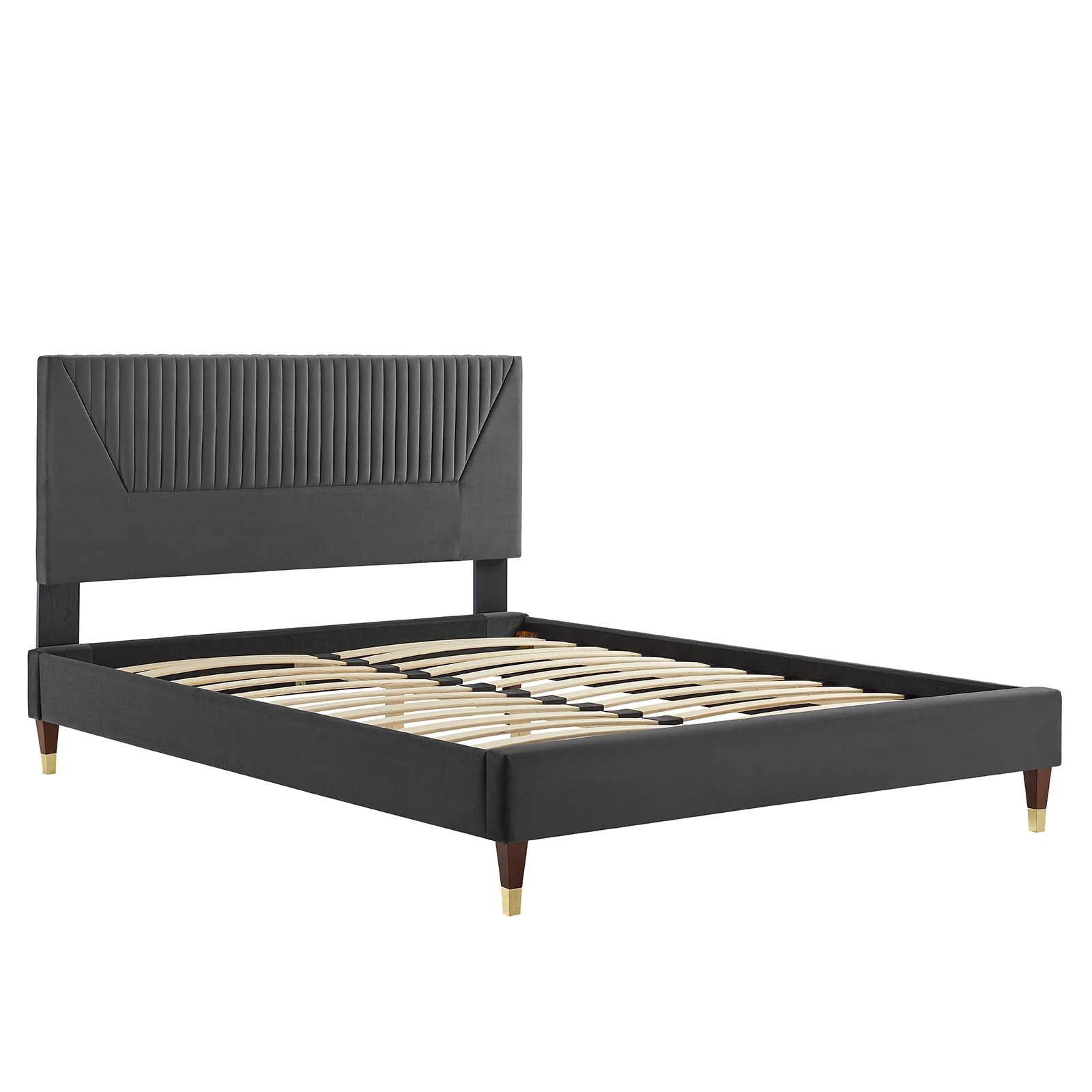 Yasmine Channel Tufted Performance Velvet Queen Platform Bed By Modway - MOD-6972 | Beds | Modishstore - 5