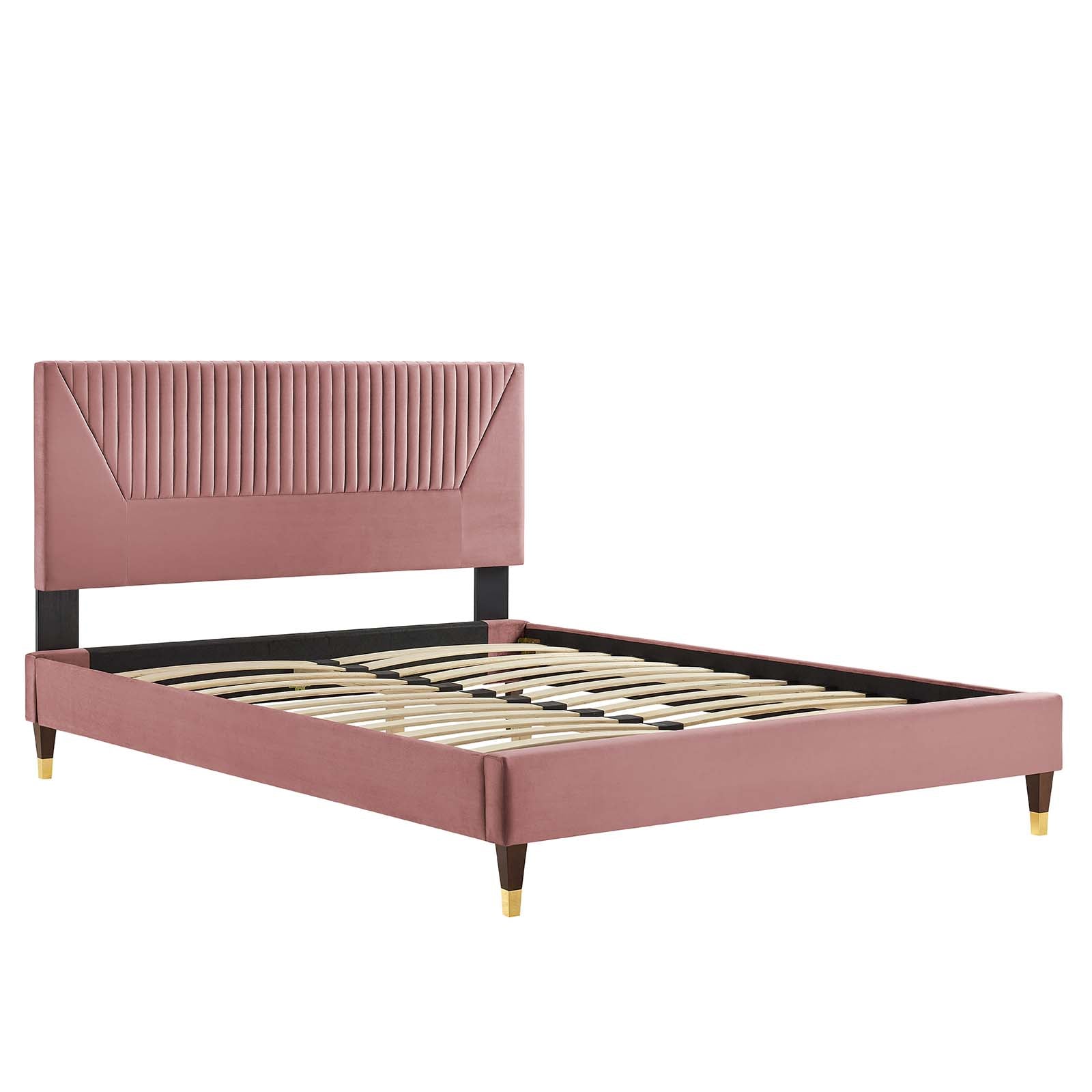 Yasmine Channel Tufted Performance Velvet Queen Platform Bed By Modway - MOD-6972 | Beds | Modishstore - 12