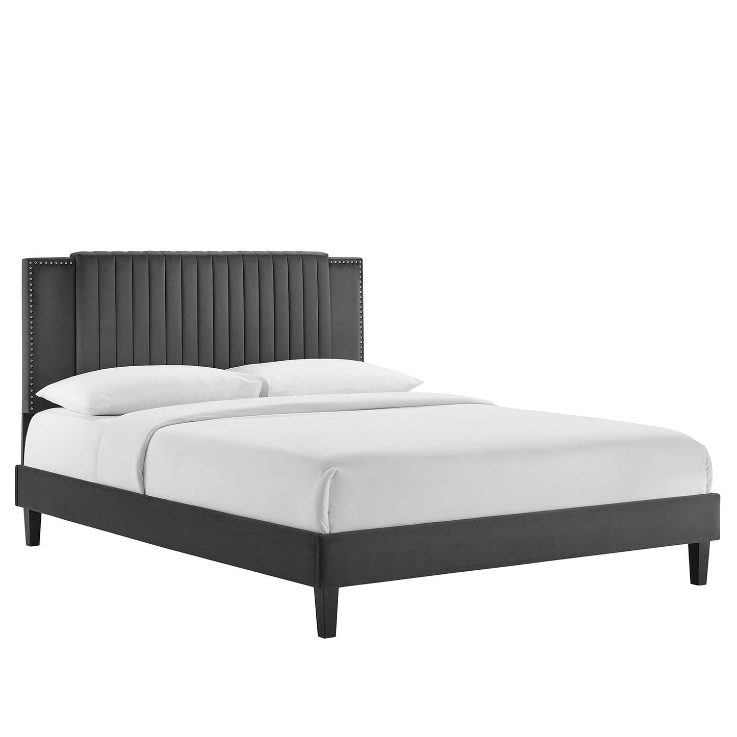 Zahra Channel Tufted Performance Velvet Queen Platform Bed By Modway - MOD-6974 | Beds | Modishstore - 2