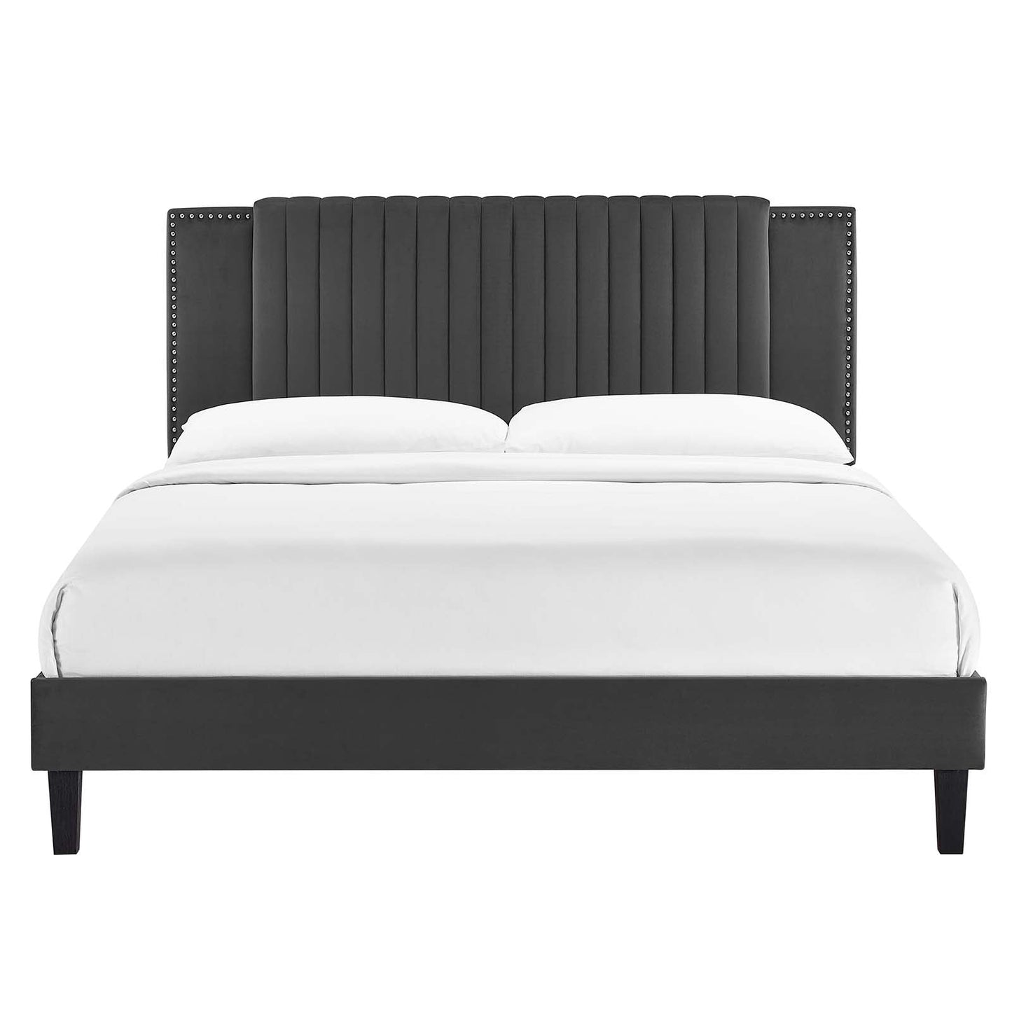 Zahra Channel Tufted Performance Velvet Queen Platform Bed By Modway - MOD-6974 | Beds | Modishstore - 4