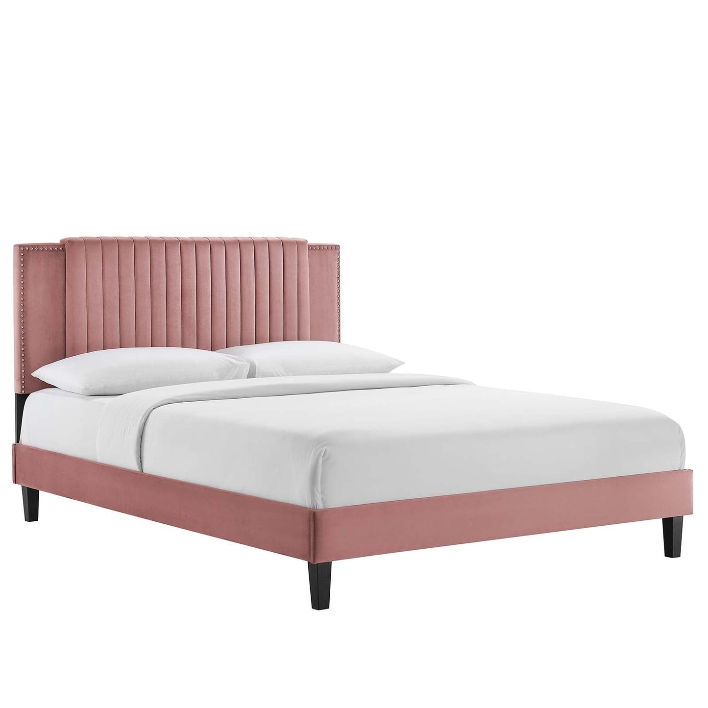 Zahra Channel Tufted Performance Velvet Queen Platform Bed By Modway - MOD-6974 | Beds | Modishstore - 9