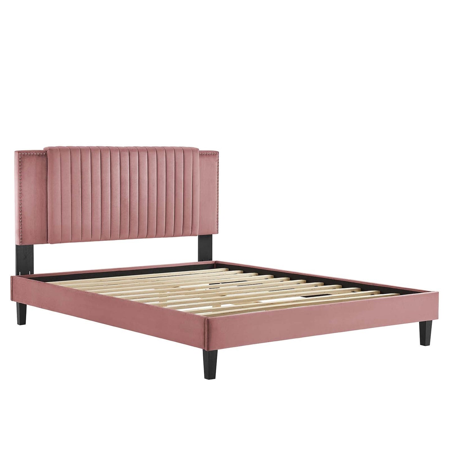 Zahra Channel Tufted Performance Velvet Queen Platform Bed By Modway - MOD-6974 | Beds | Modishstore - 12