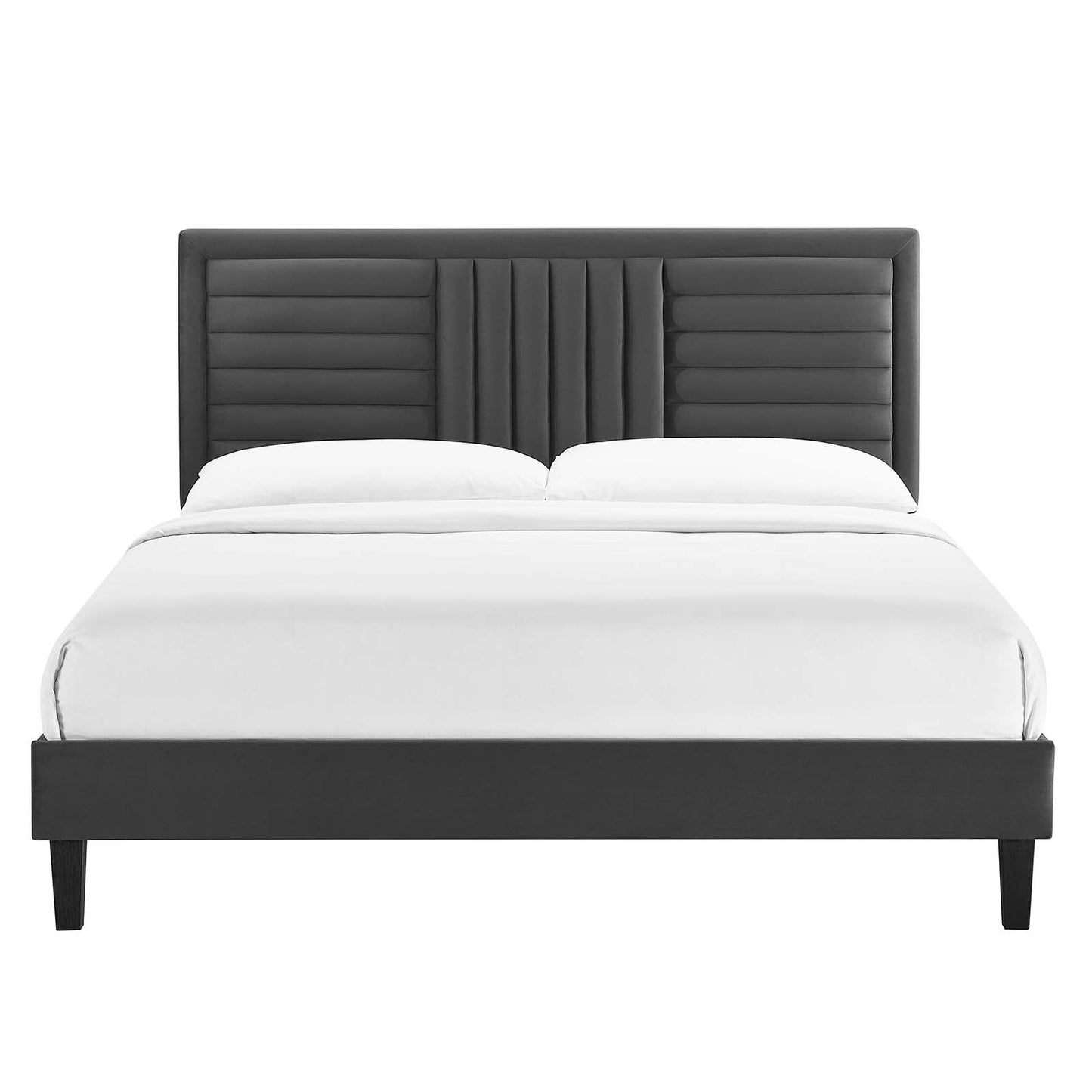 Sofia Channel Tufted Performance Velvet Queen Platform Bed By Modway - MOD-6975 | Beds | Modishstore - 3