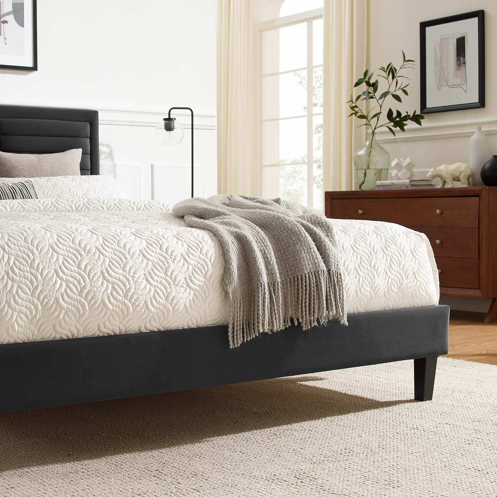 Sofia Channel Tufted Performance Velvet Queen Platform Bed By Modway - MOD-6975 | Beds | Modishstore - 7