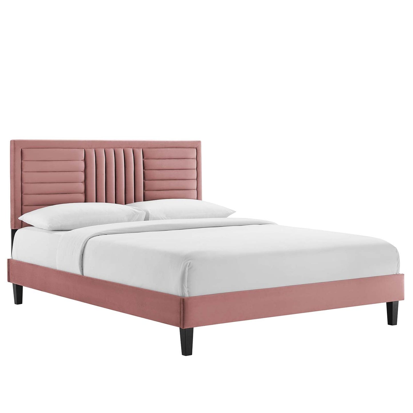 Sofia Channel Tufted Performance Velvet Queen Platform Bed By Modway - MOD-6975 | Beds | Modishstore - 8