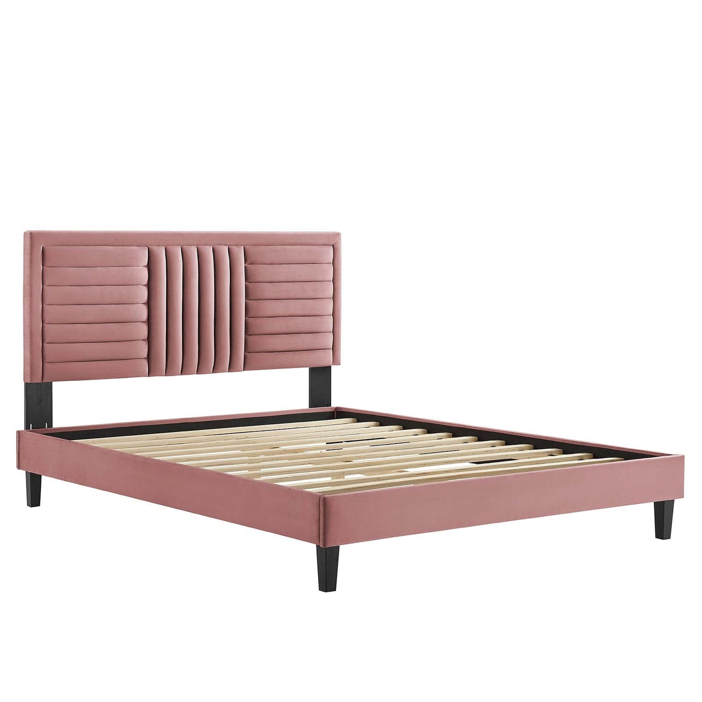 Sofia Channel Tufted Performance Velvet Queen Platform Bed By Modway - MOD-6975 | Beds | Modishstore - 9