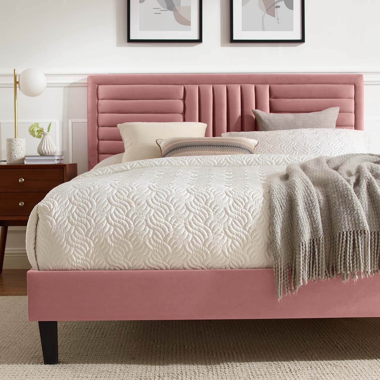 Sofia Channel Tufted Performance Velvet Queen Platform Bed By Modway - MOD-6975 | Beds | Modishstore - 14