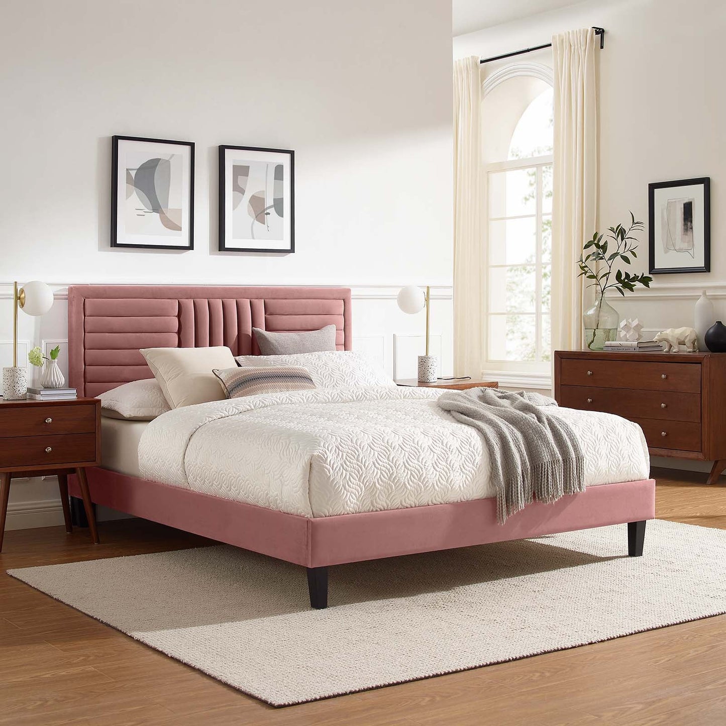 Sofia Channel Tufted Performance Velvet Queen Platform Bed By Modway - MOD-6975 | Beds | Modishstore - 15