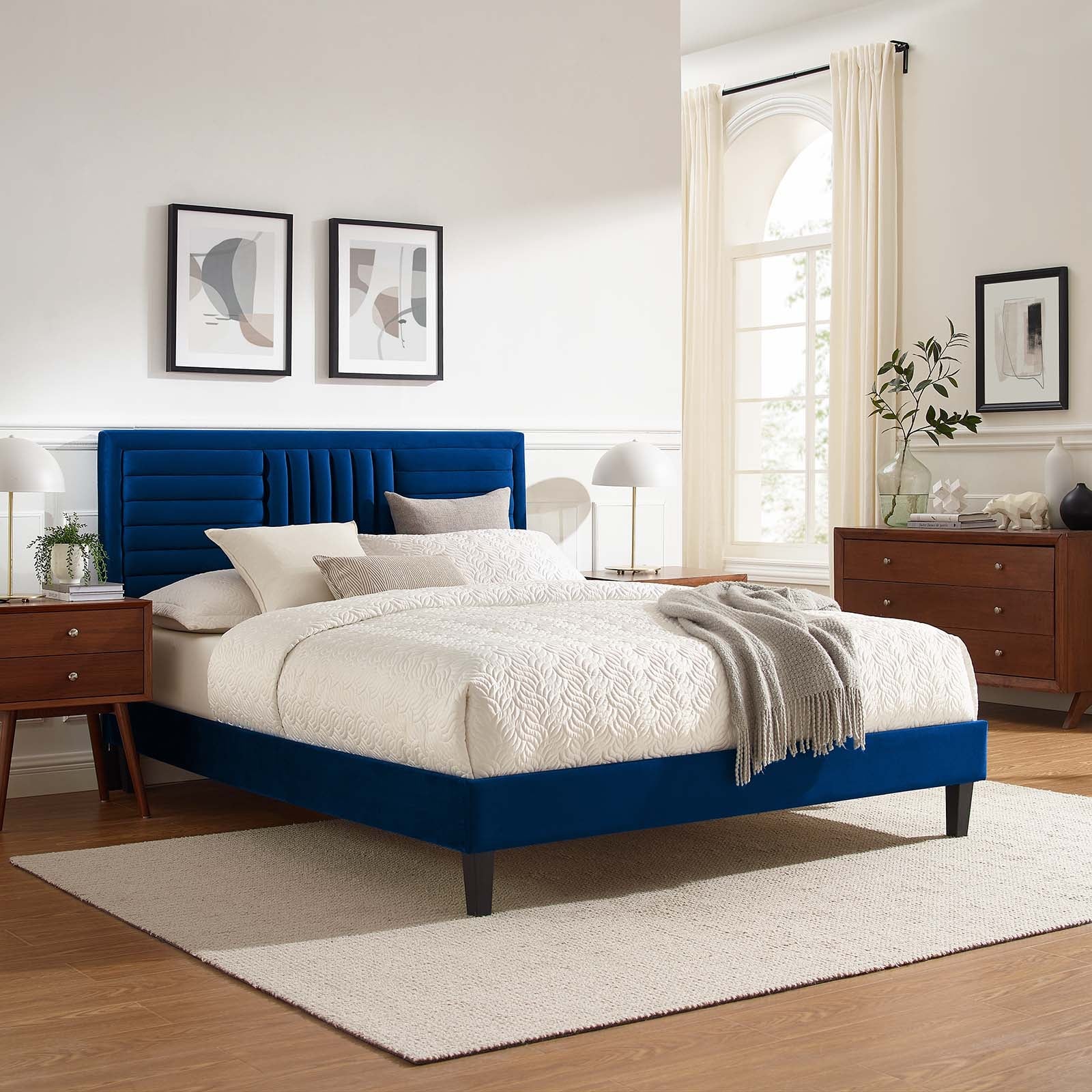 Sofia Channel Tufted Performance Velvet Queen Platform Bed By Modway - MOD-6975 | Beds | Modishstore - 23