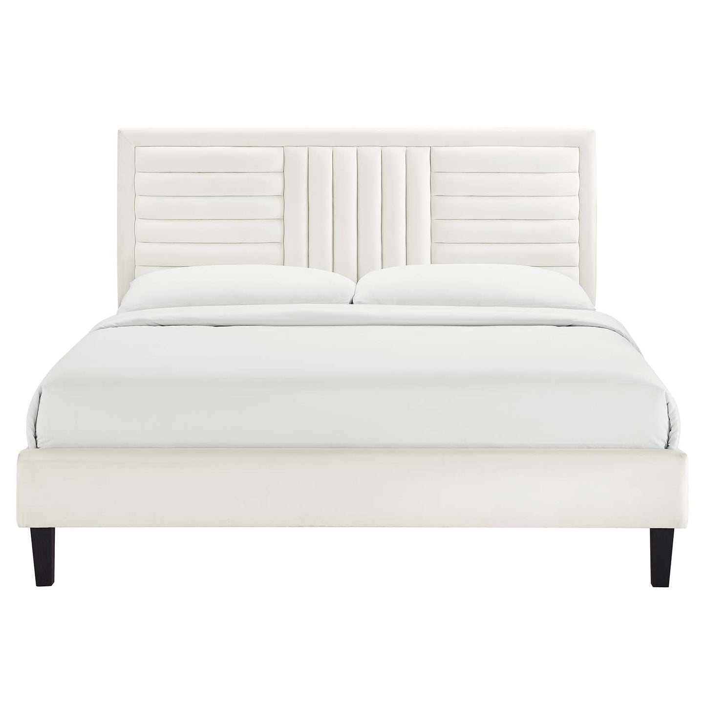 Sofia Channel Tufted Performance Velvet Queen Platform Bed By Modway - MOD-6975 | Beds | Modishstore - 26