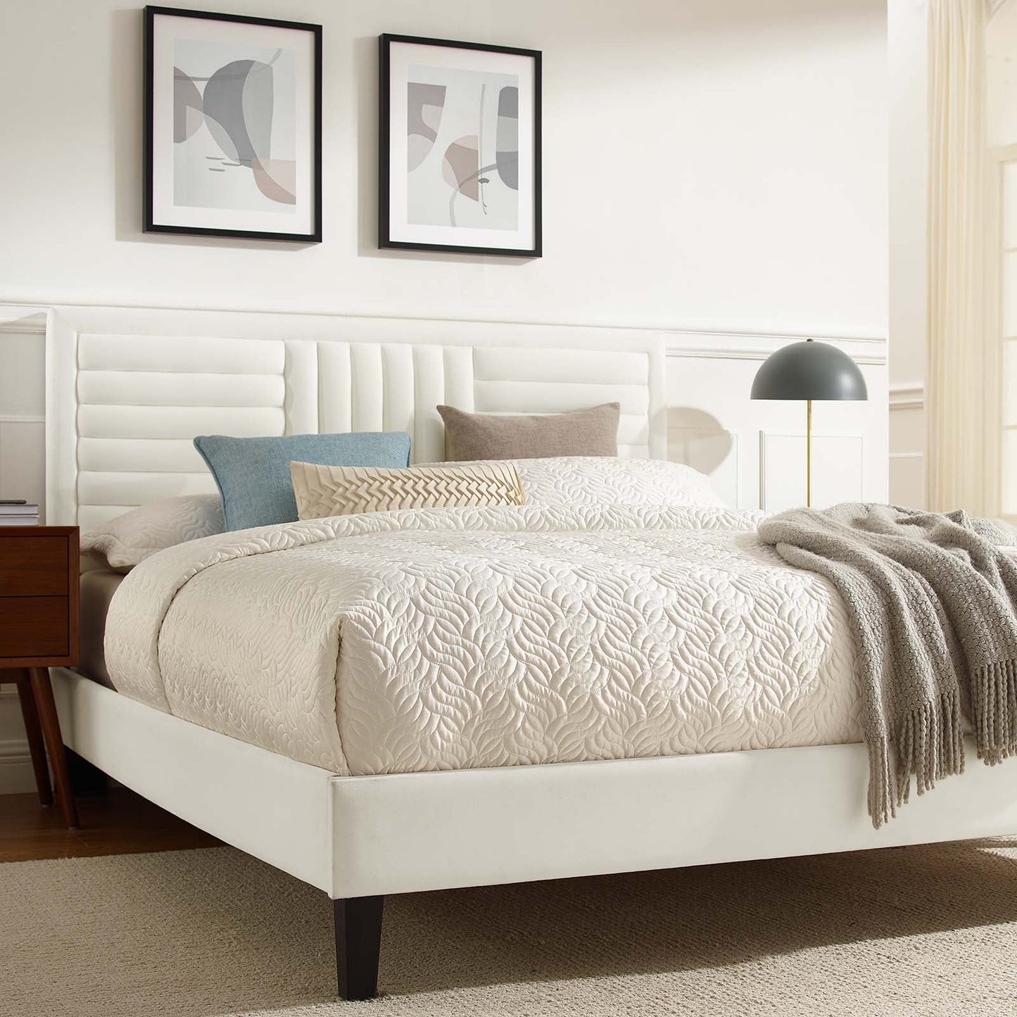 Sofia Channel Tufted Performance Velvet Queen Platform Bed By Modway - MOD-6975 | Beds | Modishstore - 30