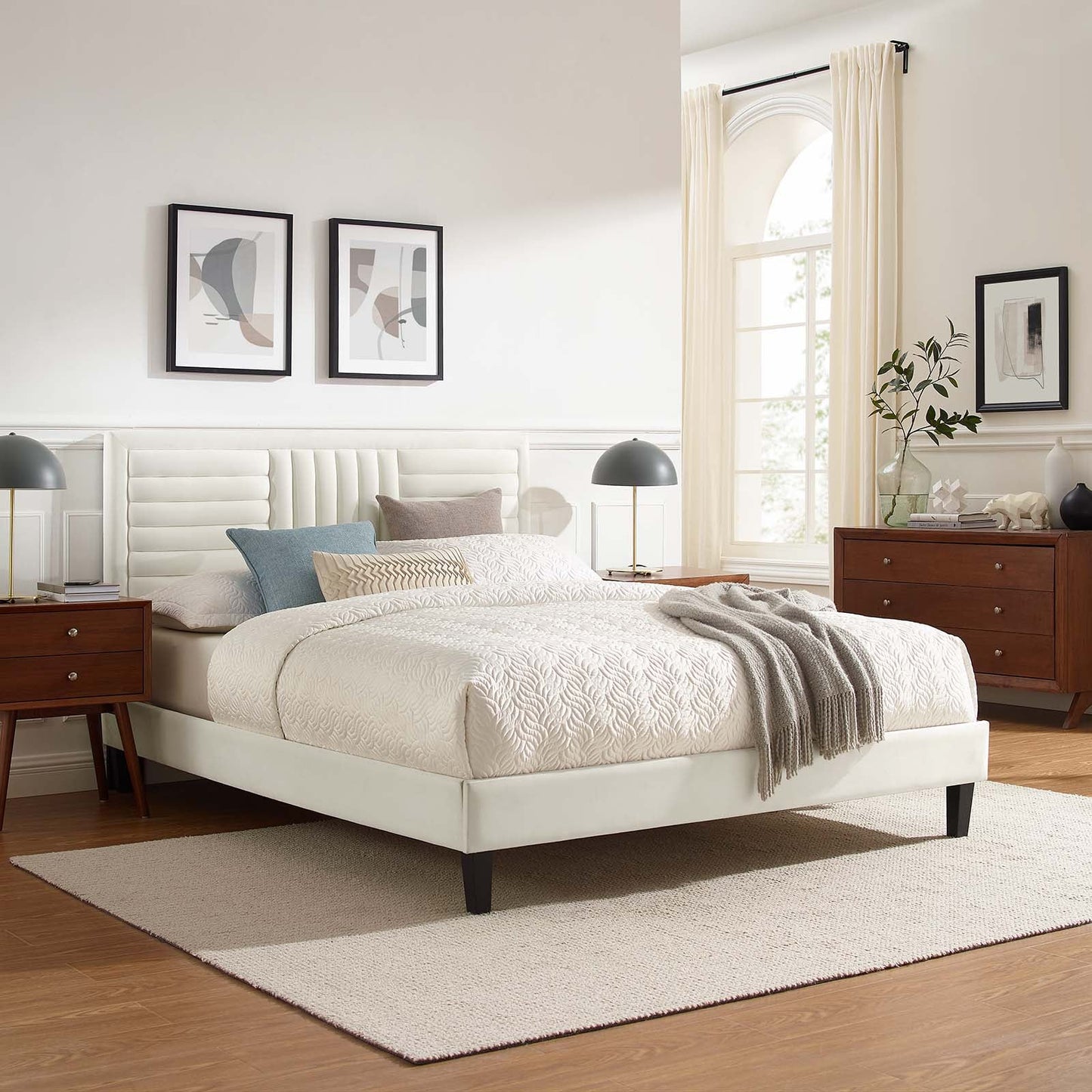 Sofia Channel Tufted Performance Velvet Queen Platform Bed By Modway - MOD-6975 | Beds | Modishstore - 31