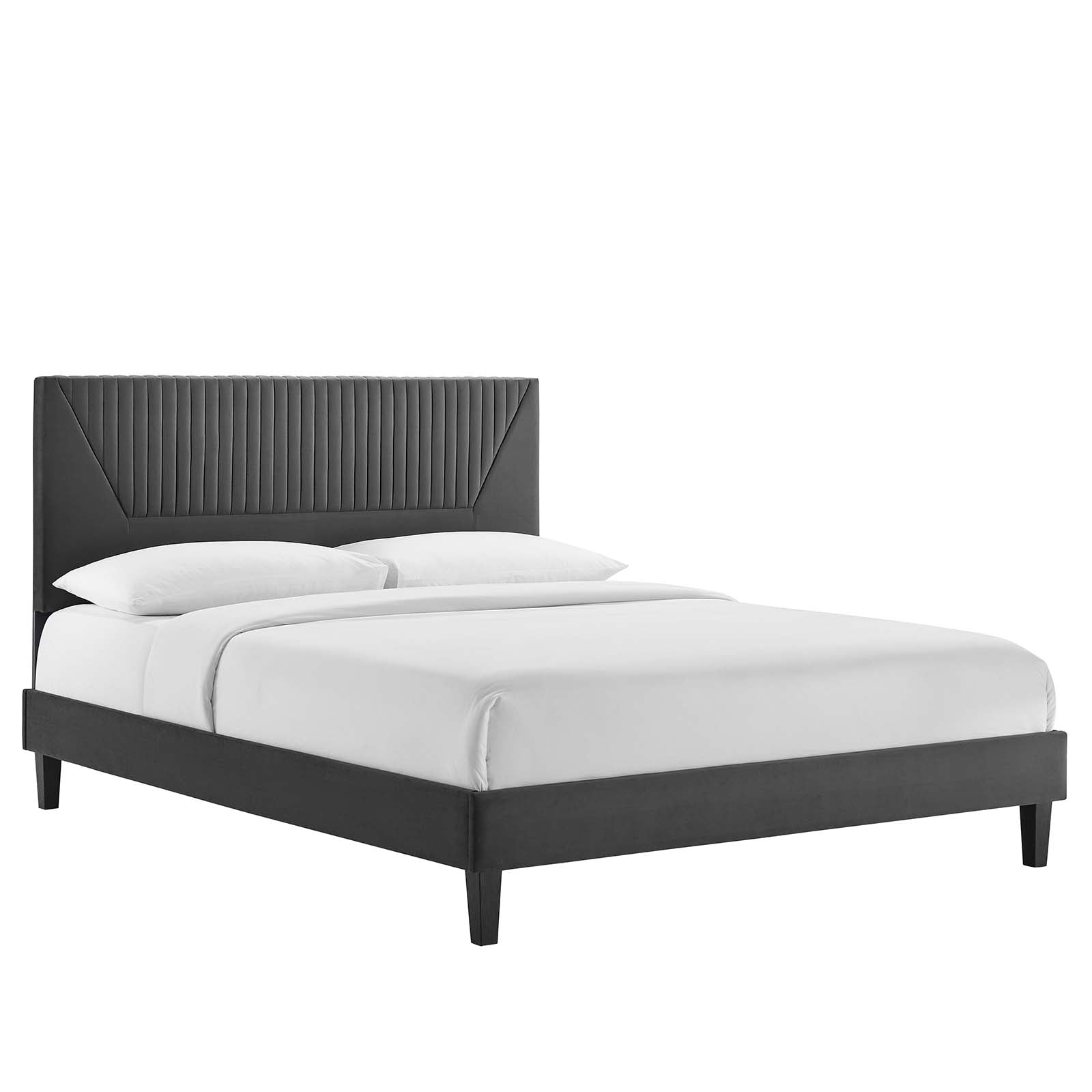 Yasmine Channel Tufted Performance Velvet Queen Platform Bed By Modway - MOD-6976 | Beds | Modishstore - 2