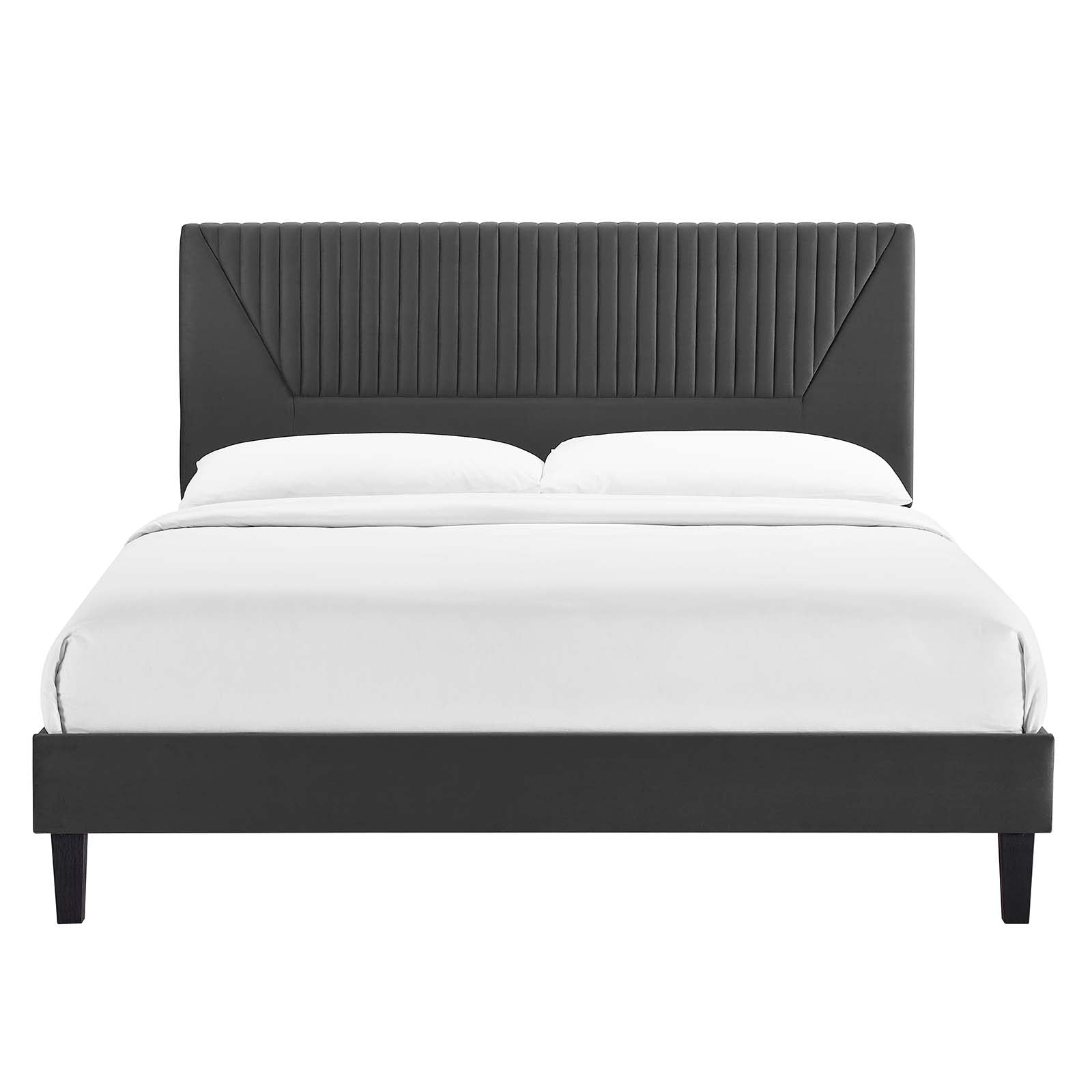 Yasmine Channel Tufted Performance Velvet Queen Platform Bed By Modway - MOD-6976 | Beds | Modishstore - 4