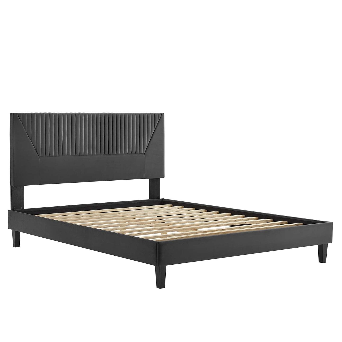 Yasmine Channel Tufted Performance Velvet Queen Platform Bed By Modway - MOD-6976 | Beds | Modishstore - 5