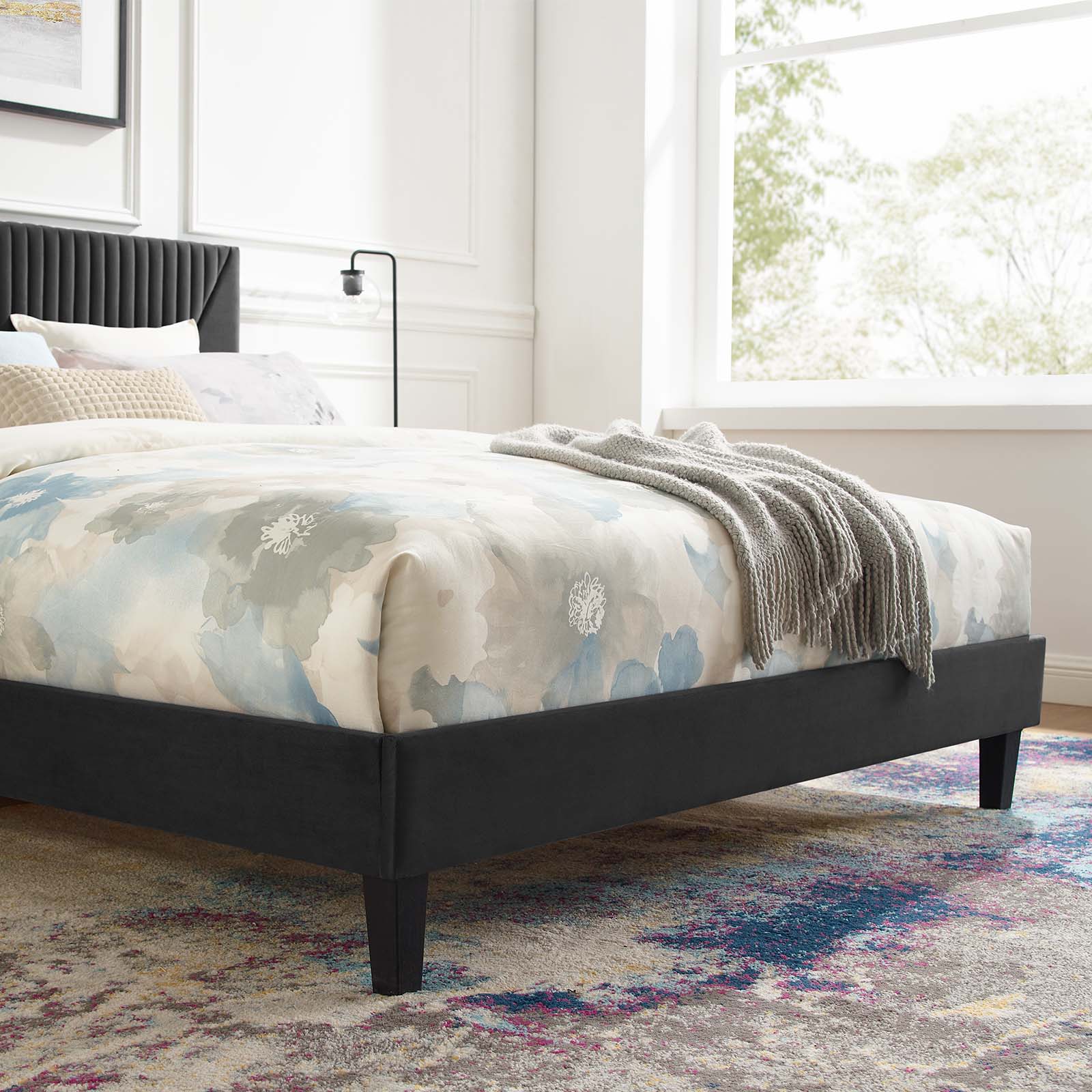 Yasmine Channel Tufted Performance Velvet Queen Platform Bed By Modway - MOD-6976 | Beds | Modishstore - 8