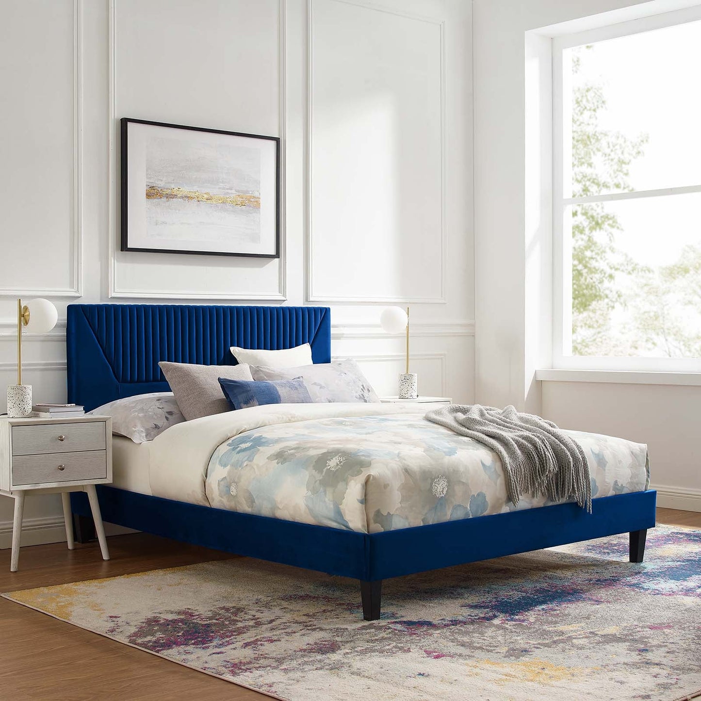 Yasmine Channel Tufted Performance Velvet Queen Platform Bed By Modway - MOD-6976 | Beds | Modishstore - 24