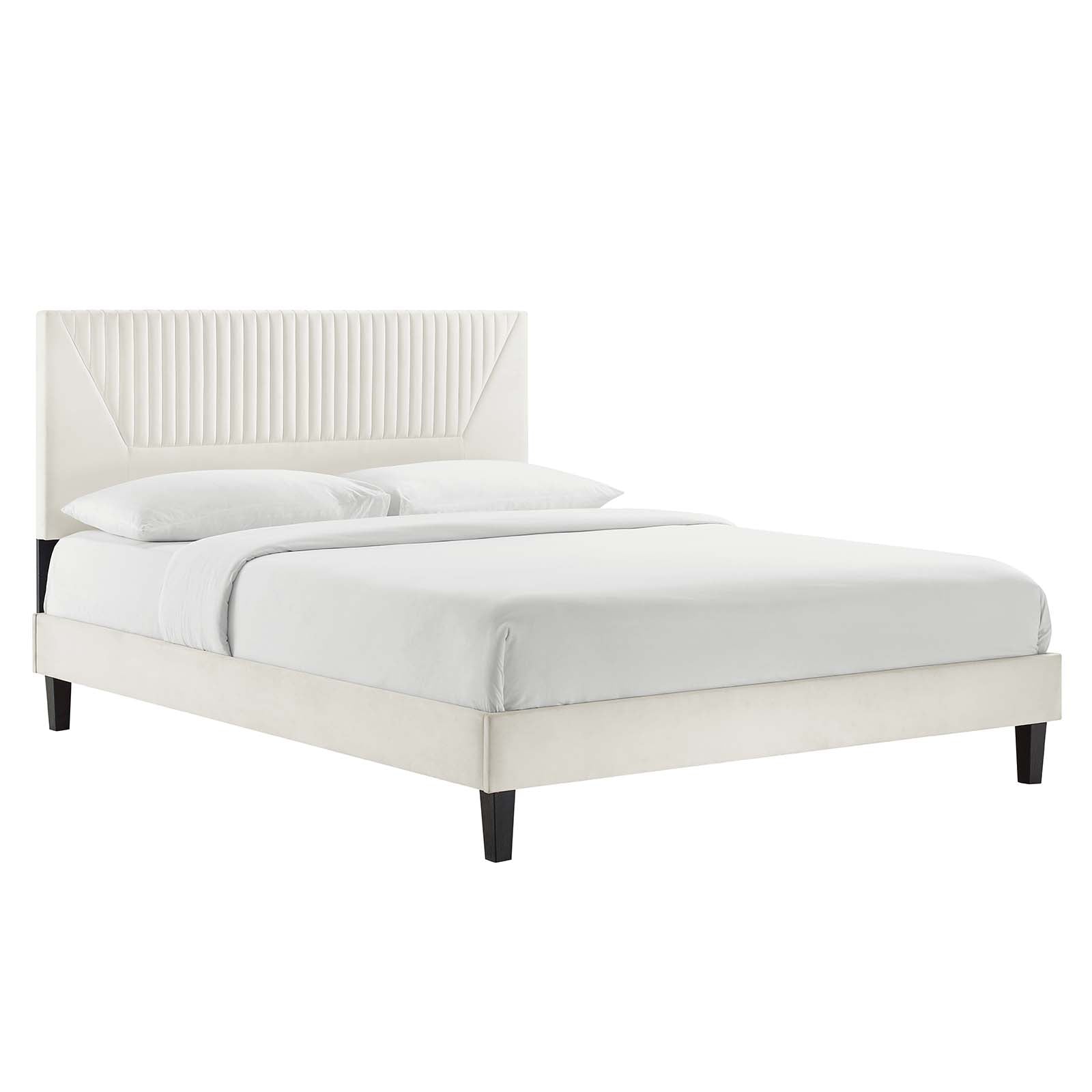 Yasmine Channel Tufted Performance Velvet Queen Platform Bed By Modway - MOD-6976 | Beds | Modishstore - 25