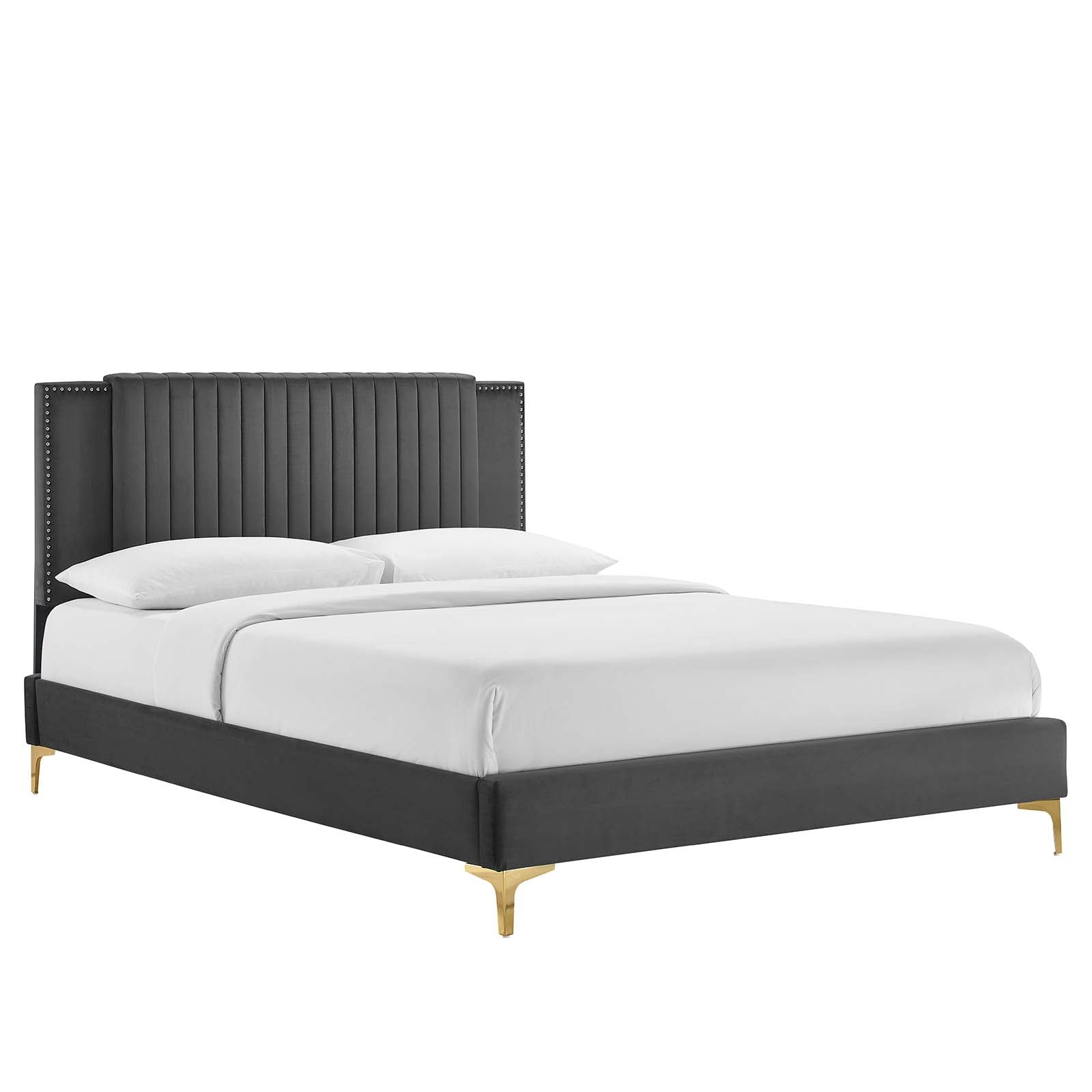 Zahra Channel Tufted Performance Velvet Queen Platform Bed By Modway - MOD-6978 | Beds | Modishstore - 2