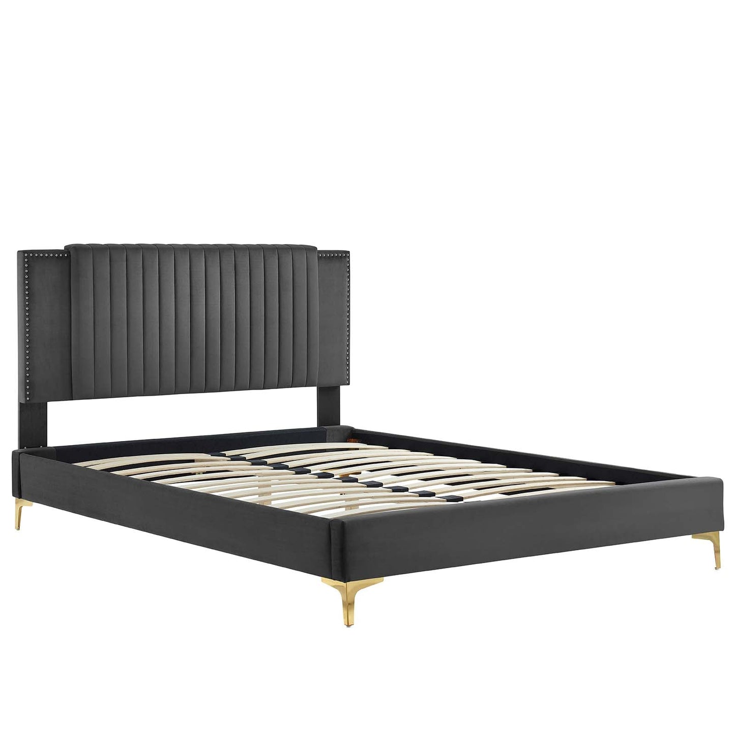 Zahra Channel Tufted Performance Velvet Queen Platform Bed By Modway - MOD-6978 | Beds | Modishstore - 5