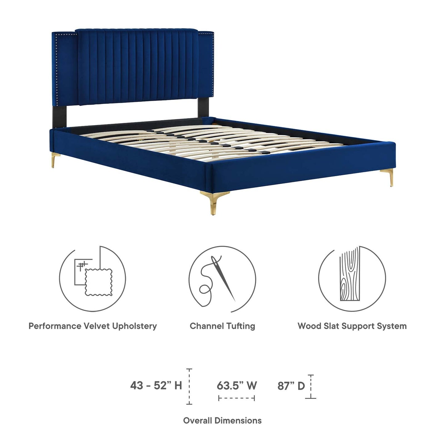 Zahra Channel Tufted Performance Velvet Queen Platform Bed By Modway - MOD-6978 | Beds | Modishstore - 22