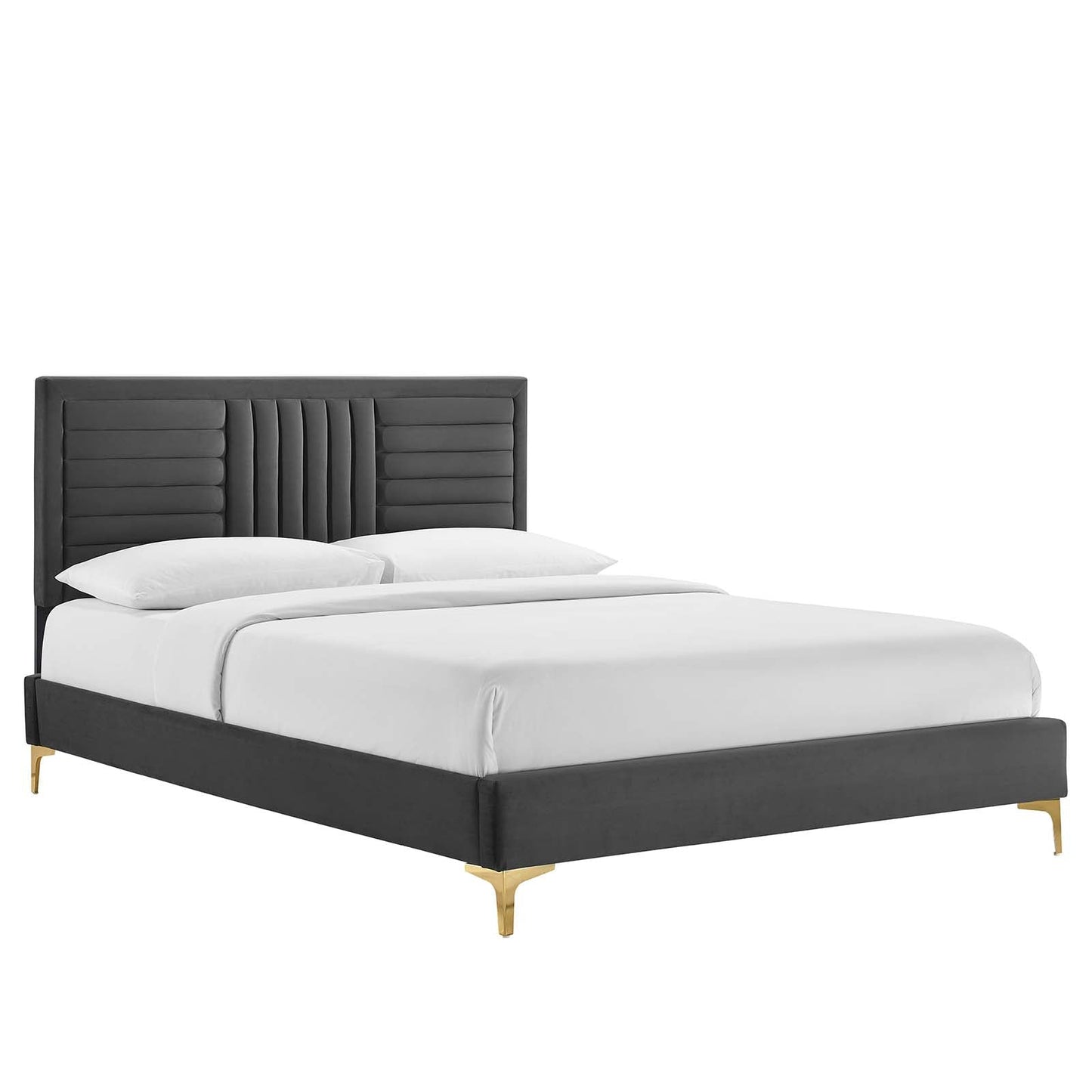 Sofia Channel Tufted Performance Velvet Queen Platform Bed By Modway - MOD-6979 | Beds | Modishstore - 2