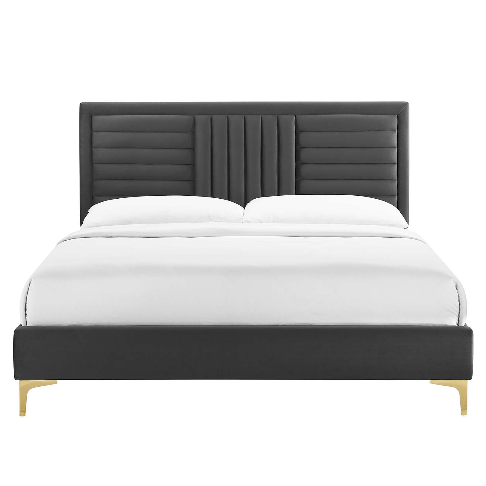 Sofia Channel Tufted Performance Velvet Queen Platform Bed By Modway - MOD-6979 | Beds | Modishstore - 4