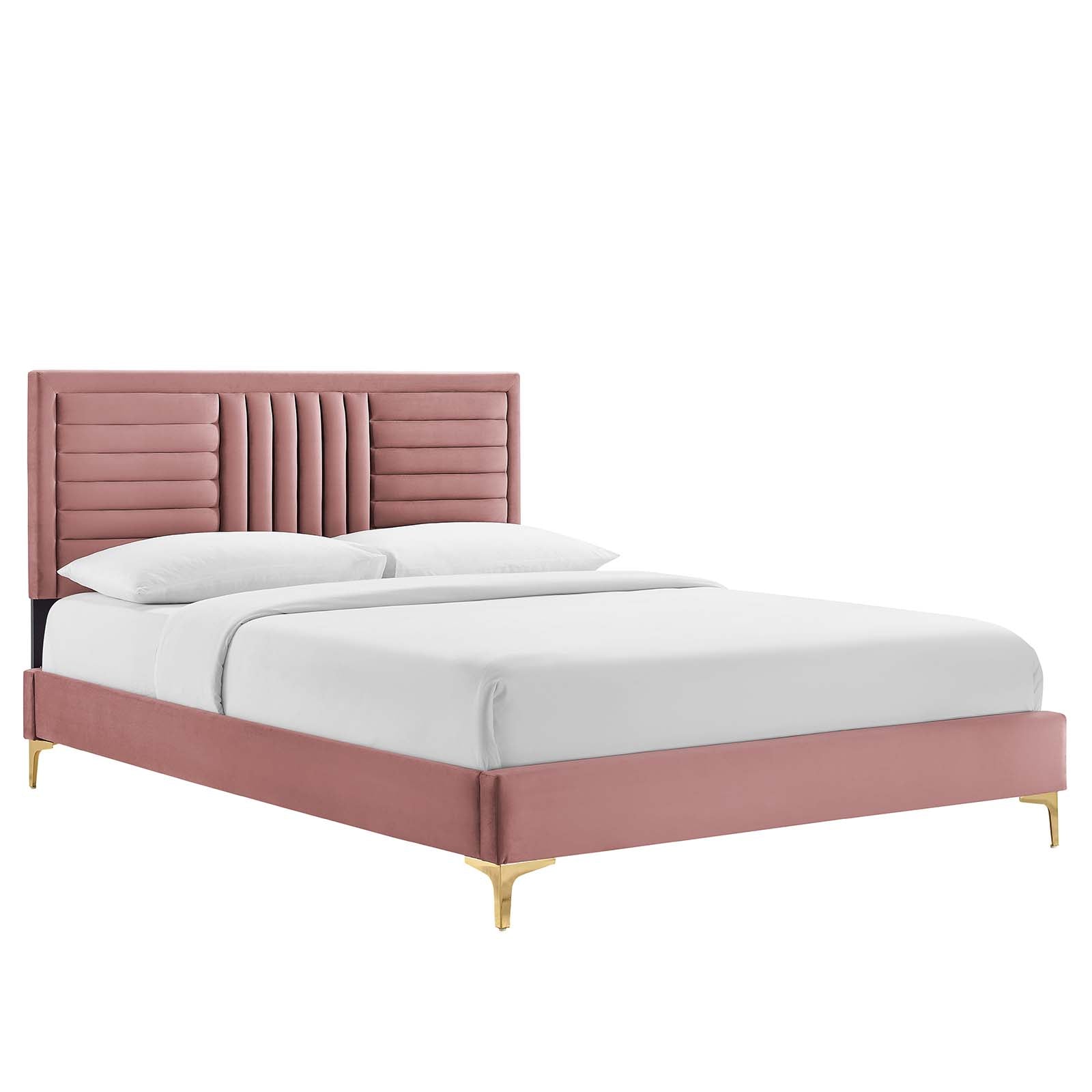 Sofia Channel Tufted Performance Velvet Queen Platform Bed By Modway - MOD-6979 | Beds | Modishstore - 9