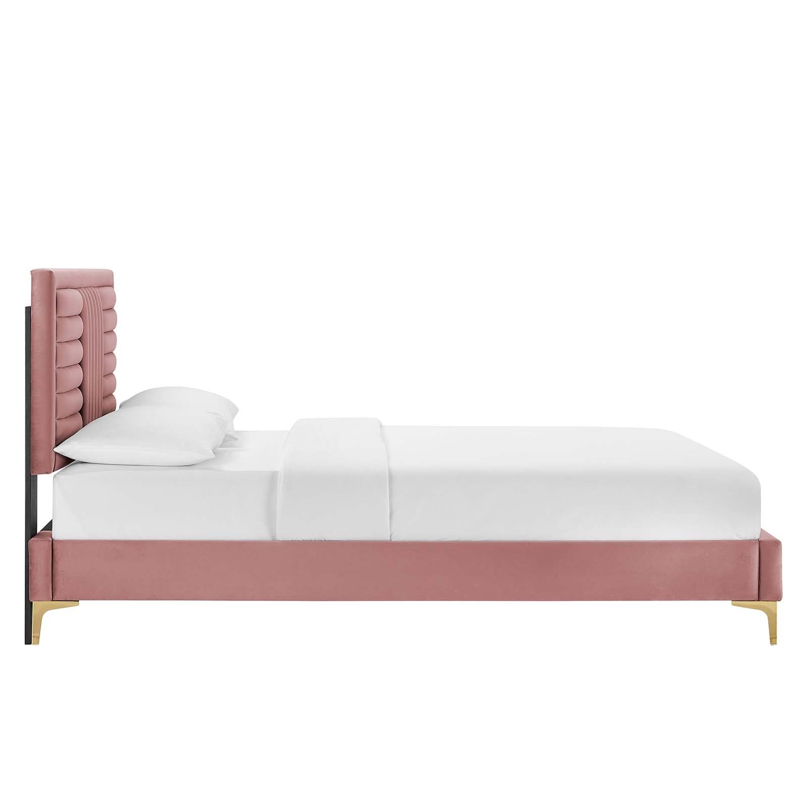 Sofia Channel Tufted Performance Velvet Queen Platform Bed By Modway - MOD-6979 | Beds | Modishstore - 10