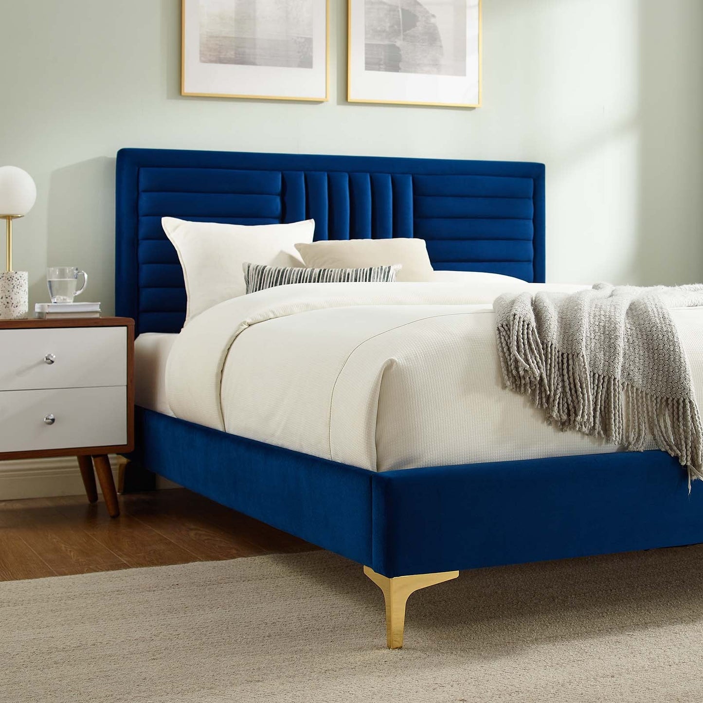 Sofia Channel Tufted Performance Velvet Queen Platform Bed By Modway - MOD-6979 | Beds | Modishstore - 23