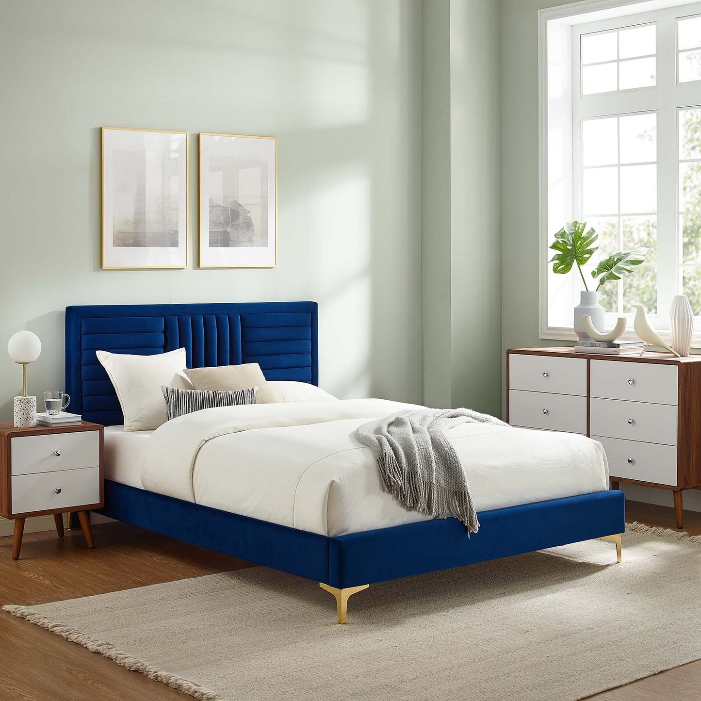 Sofia Channel Tufted Performance Velvet Queen Platform Bed By Modway - MOD-6979 | Beds | Modishstore - 24