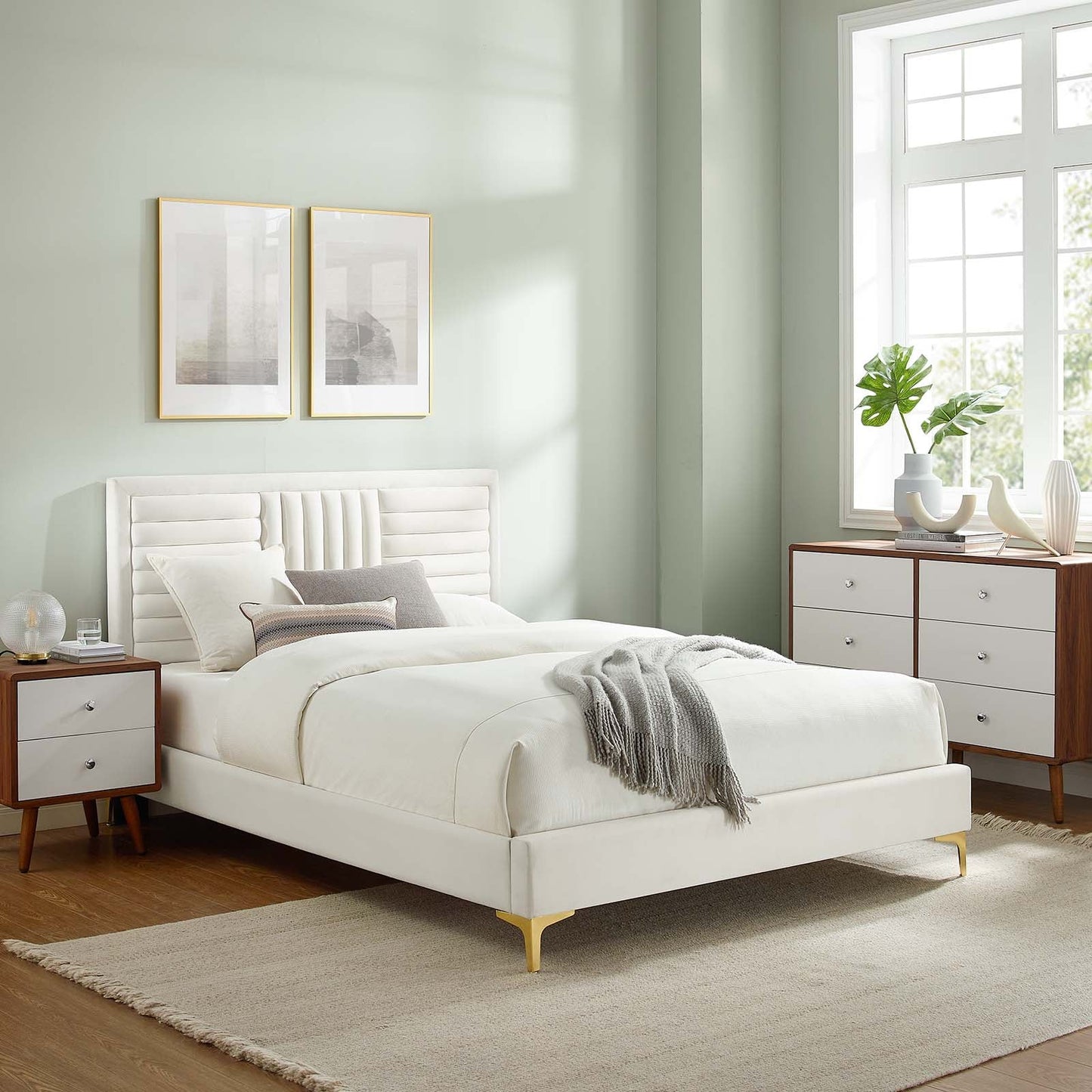 Sofia Channel Tufted Performance Velvet Queen Platform Bed By Modway - MOD-6979 | Beds | Modishstore - 32