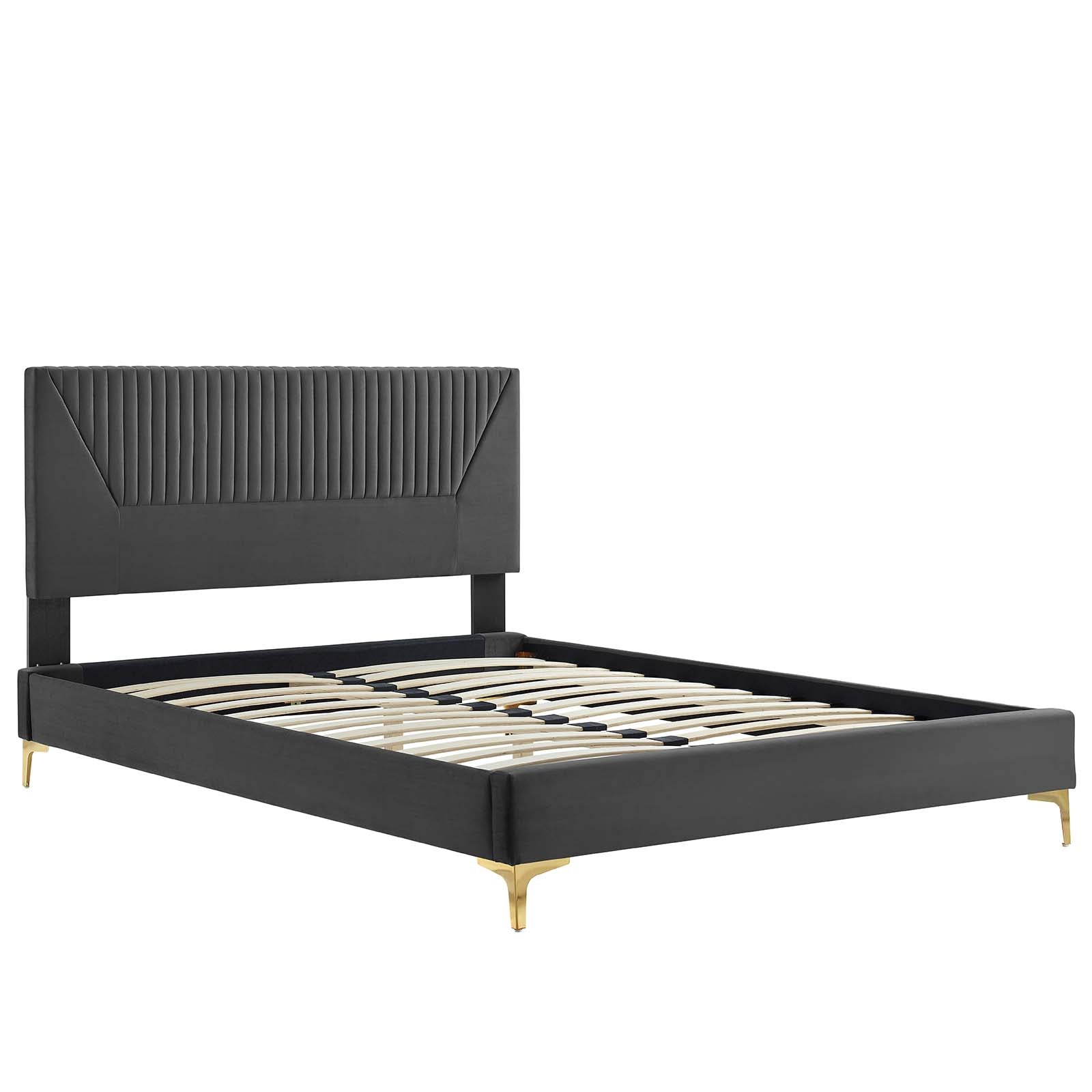 Yasmine Channel Tufted Performance Velvet Queen Platform Bed By Modway - MOD-6980 | Beds | Modishstore - 5