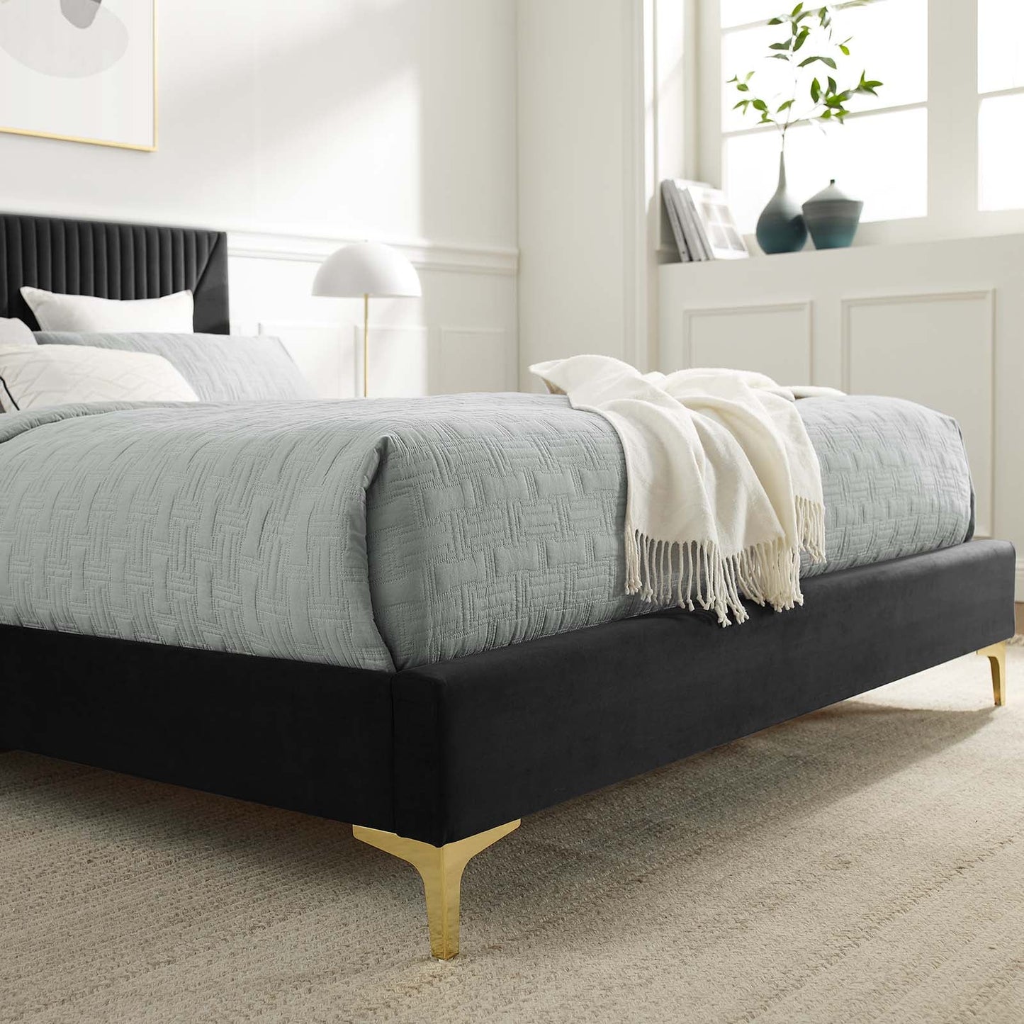 Yasmine Channel Tufted Performance Velvet Queen Platform Bed By Modway - MOD-6980 | Beds | Modishstore - 8