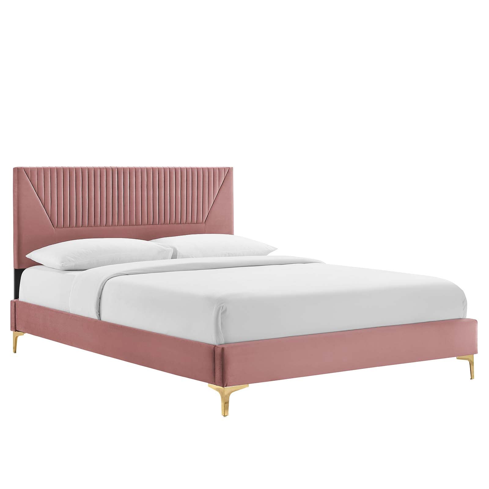 Yasmine Channel Tufted Performance Velvet Queen Platform Bed By Modway - MOD-6980 | Beds | Modishstore - 9