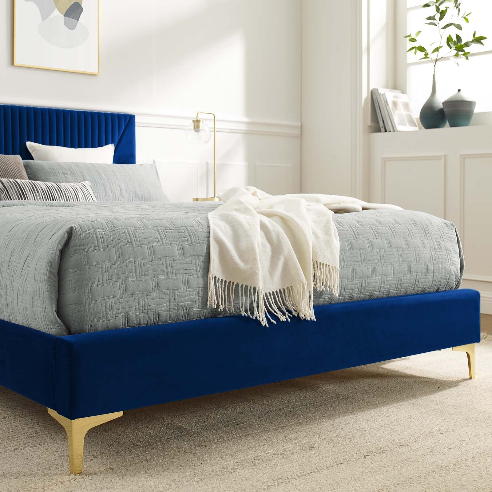 Yasmine Channel Tufted Performance Velvet Queen Platform Bed By Modway - MOD-6980 | Beds | Modishstore - 23