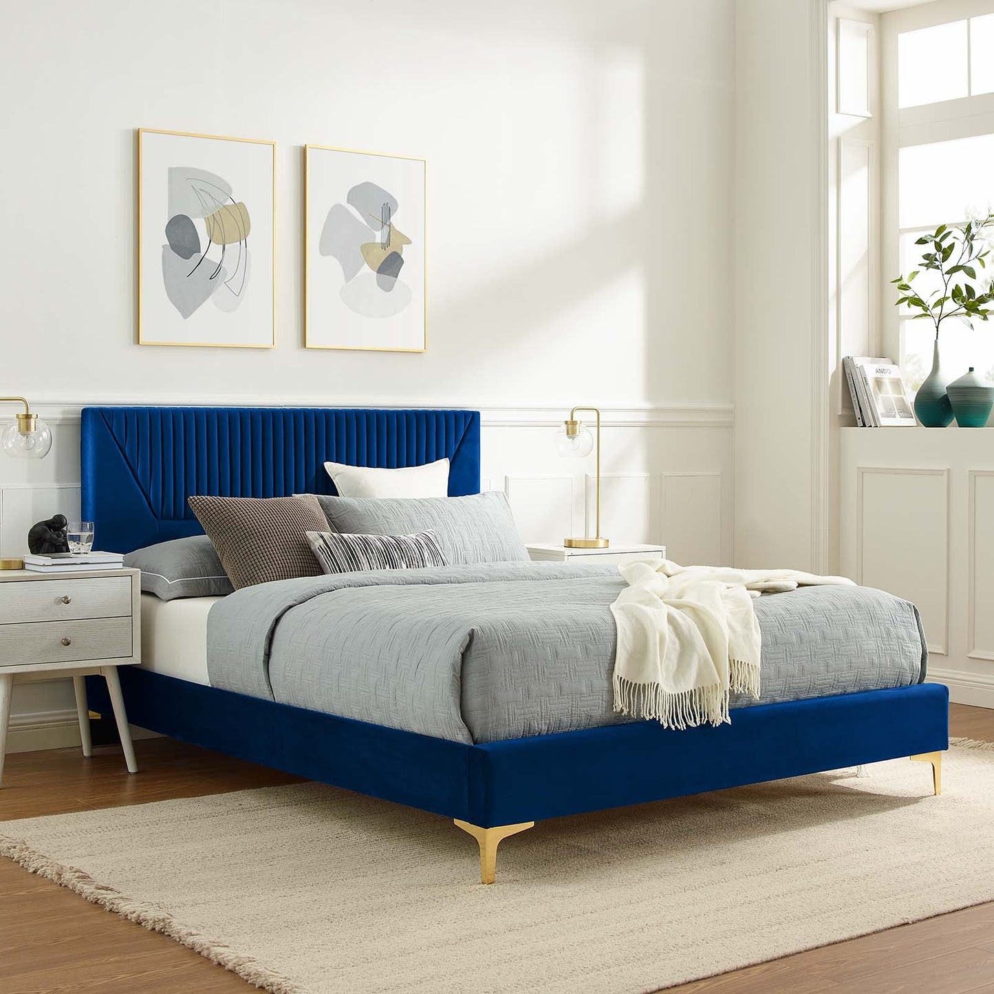 Yasmine Channel Tufted Performance Velvet Queen Platform Bed By Modway - MOD-6980 | Beds | Modishstore - 24