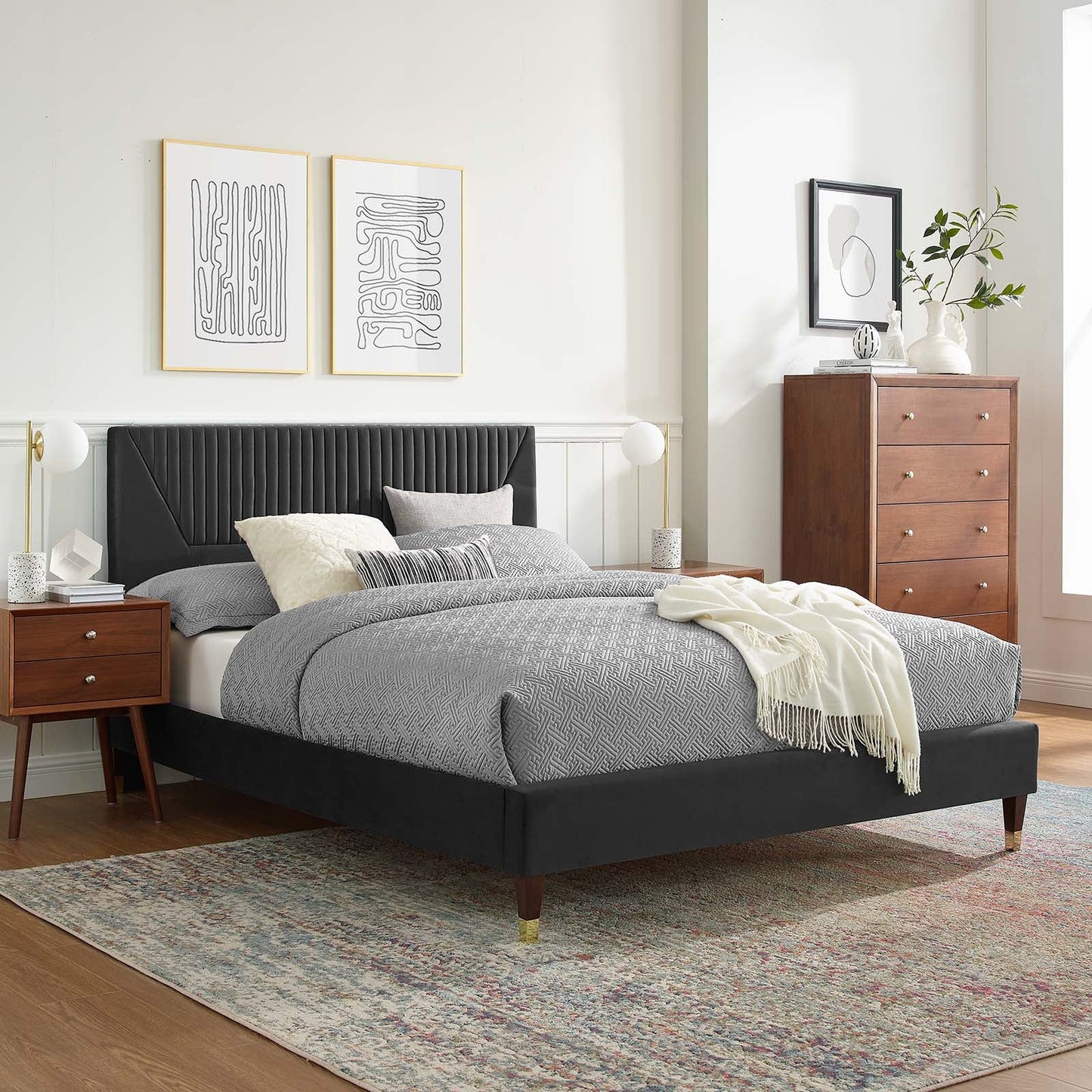 Yasmine Channel Tufted Performance Velvet Twin Platform Bed By Modway - MOD-6984 | Beds | Modishstore