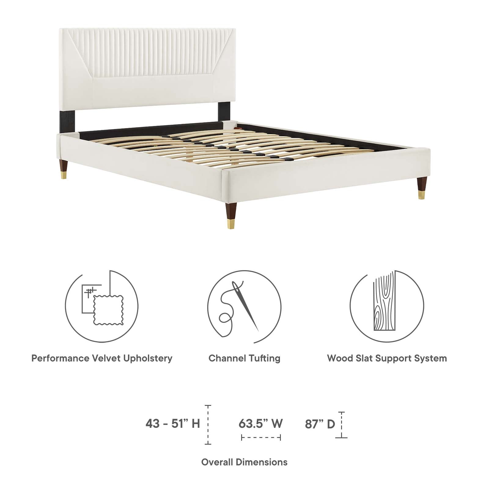 Yasmine Channel Tufted Performance Velvet Twin Platform Bed By Modway - MOD-6984 | Beds | Modishstore - 30