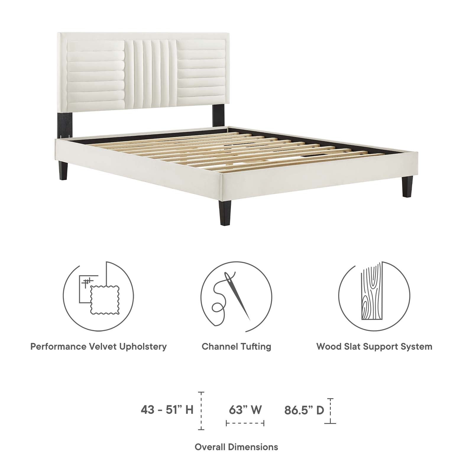 Sofia Channel Tufted Performance Velvet Twin Platform Bed By Modway - MOD-6987 | Beds | Modishstore - 29