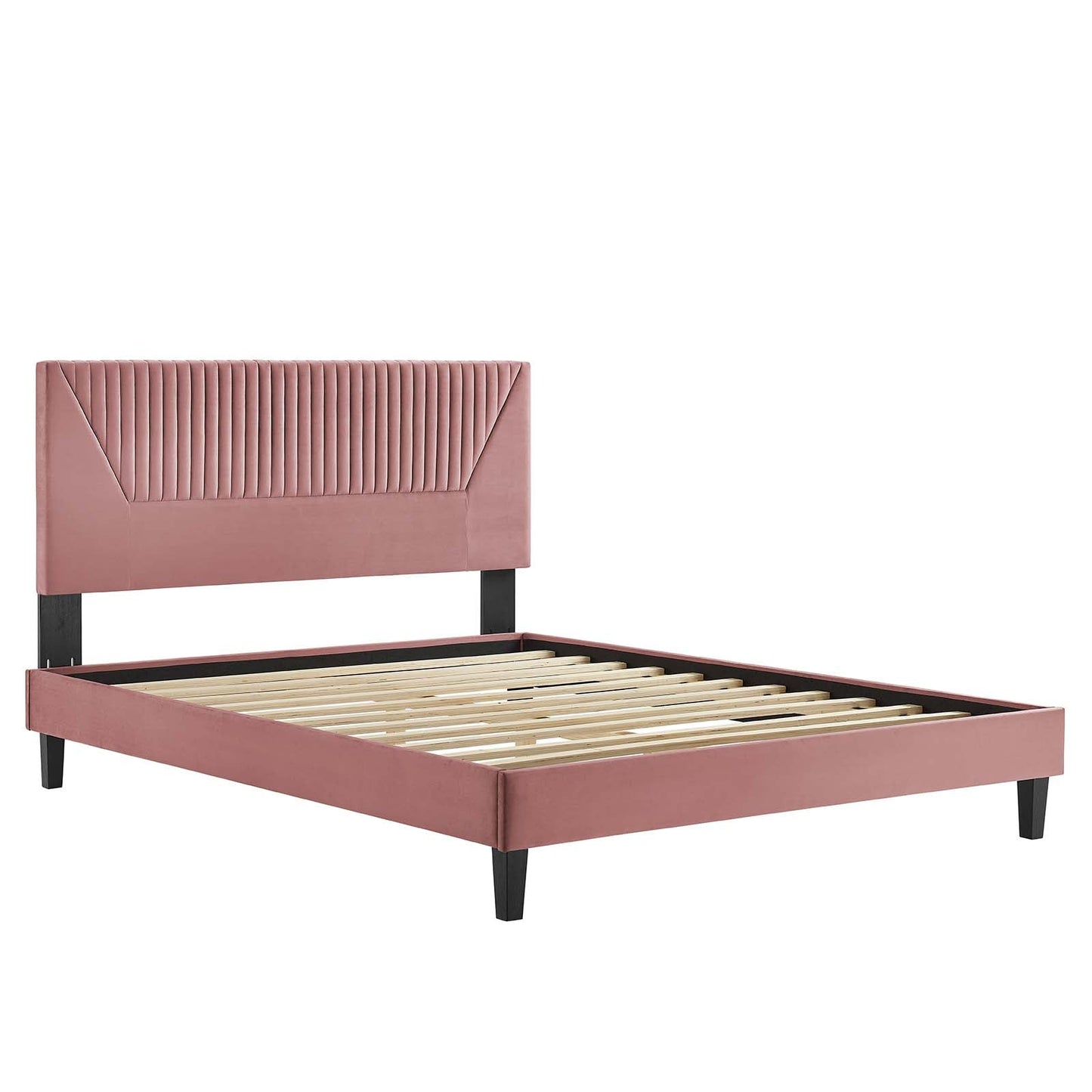 Yasmine Channel Tufted Performance Velvet Twin Platform Bed By Modway - MOD-6988 | Beds | Modishstore - 12