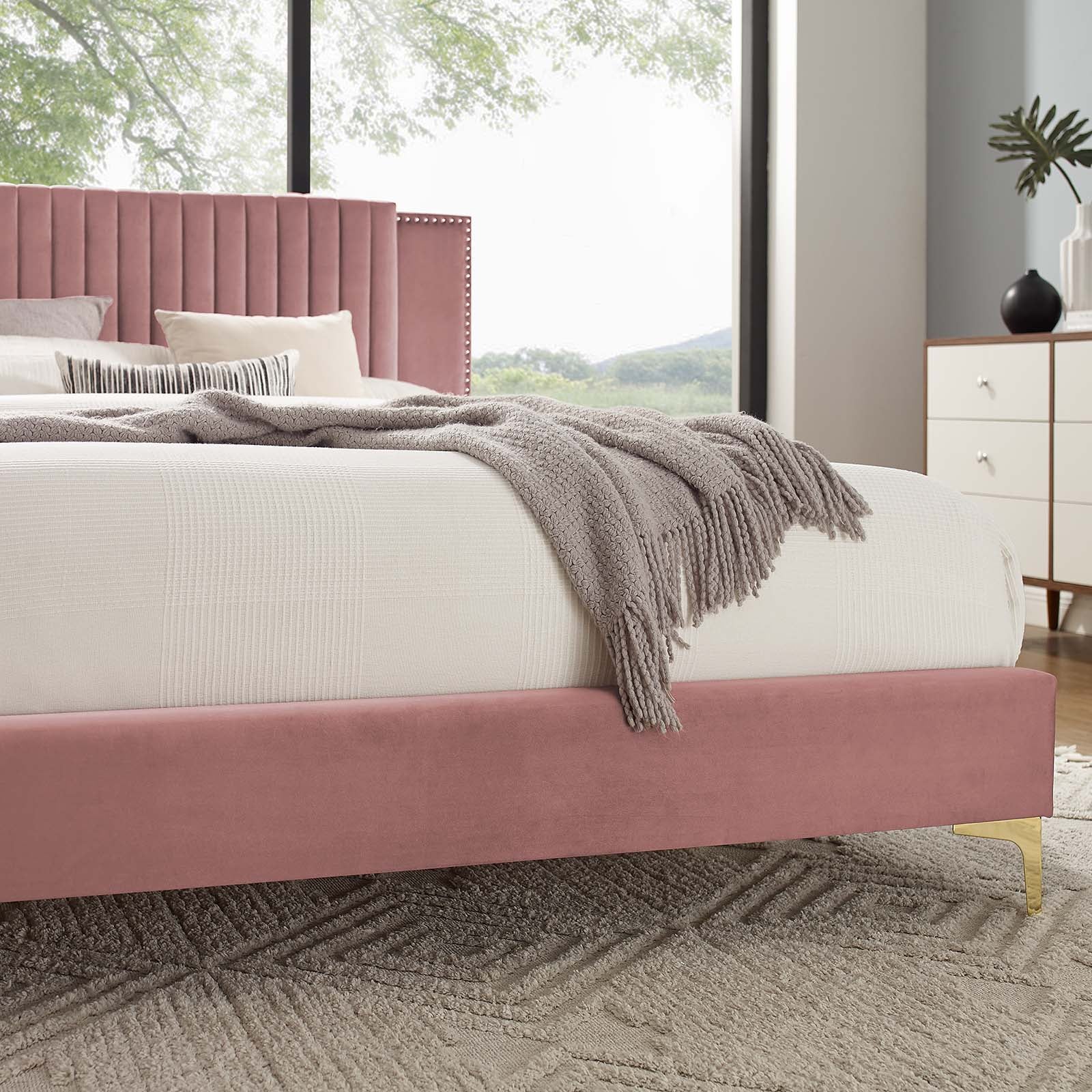 Zahra Channel Tufted Performance Velvet Twin Platform Bed By Modway - MOD-6990 | Beds | Modishstore - 15