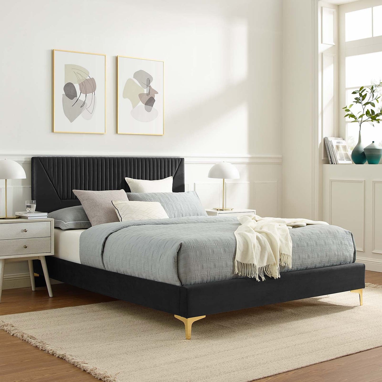 Yasmine Channel Tufted Performance Velvet Twin Platform Bed By Modway - MOD-6992 | Beds | Modishstore