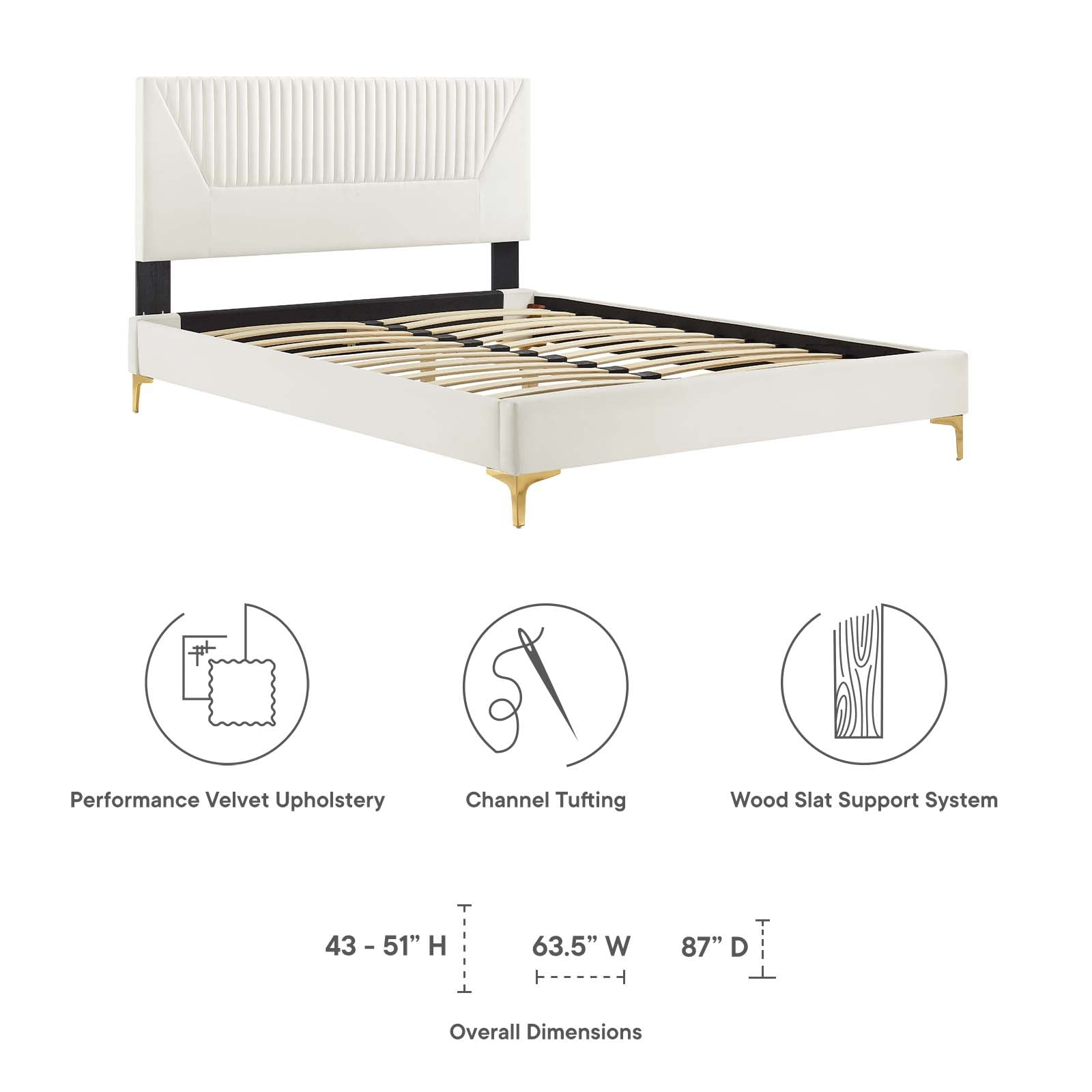 Yasmine Channel Tufted Performance Velvet Twin Platform Bed By Modway - MOD-6992 | Beds | Modishstore - 30