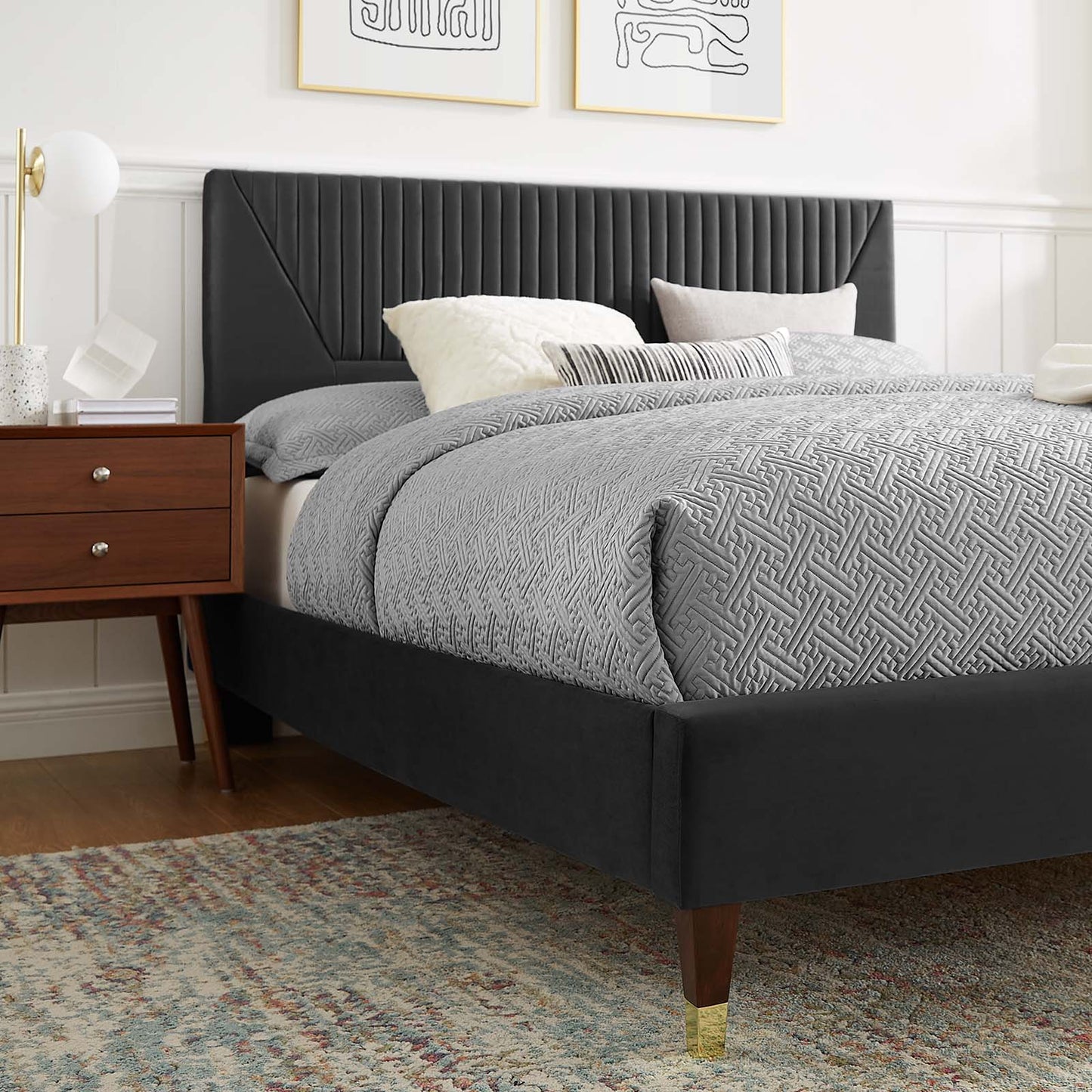 Yasmine Channel Tufted Performance Velvet Full Platform Bed By Modway - MOD-6996 | Beds | Modishstore - 8