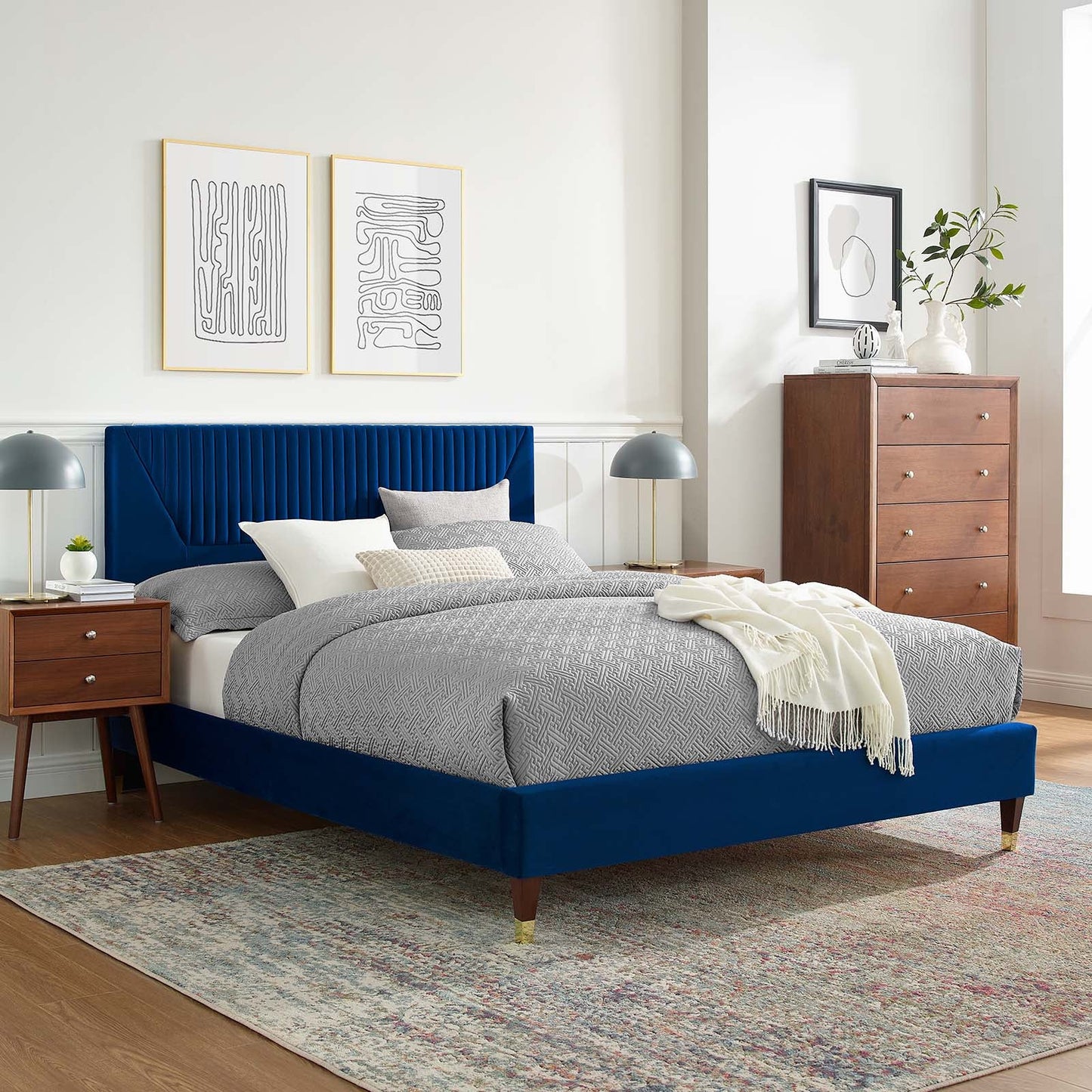 Yasmine Channel Tufted Performance Velvet Full Platform Bed By Modway - MOD-6996 | Beds | Modishstore - 24