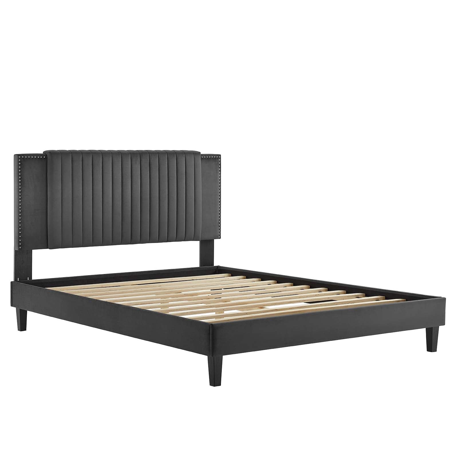 Zahra Channel Tufted Performance Velvet Full Platform Bed By Modway - MOD-6998 | Beds | Modishstore - 5