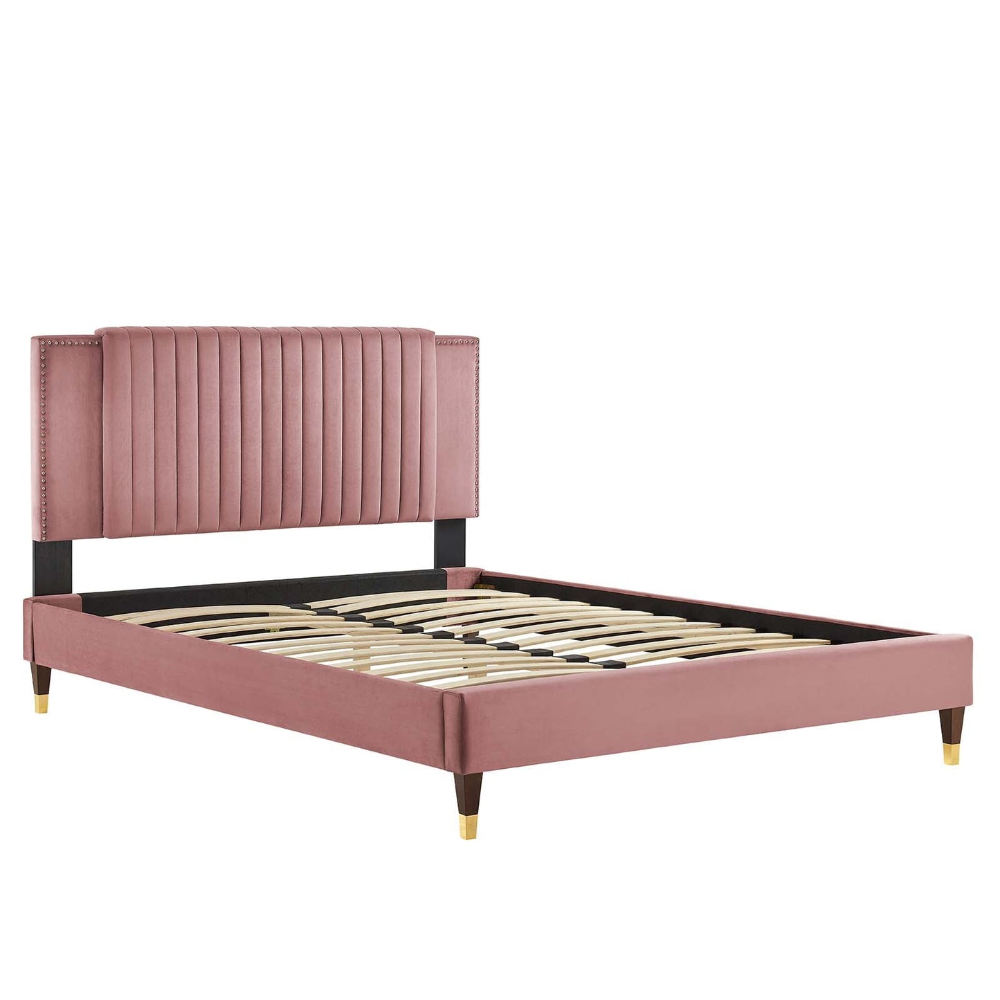 Zahra Channel Tufted Performance Velvet King Platform Bed By Modway - MOD-7006 | Beds | Modishstore - 12