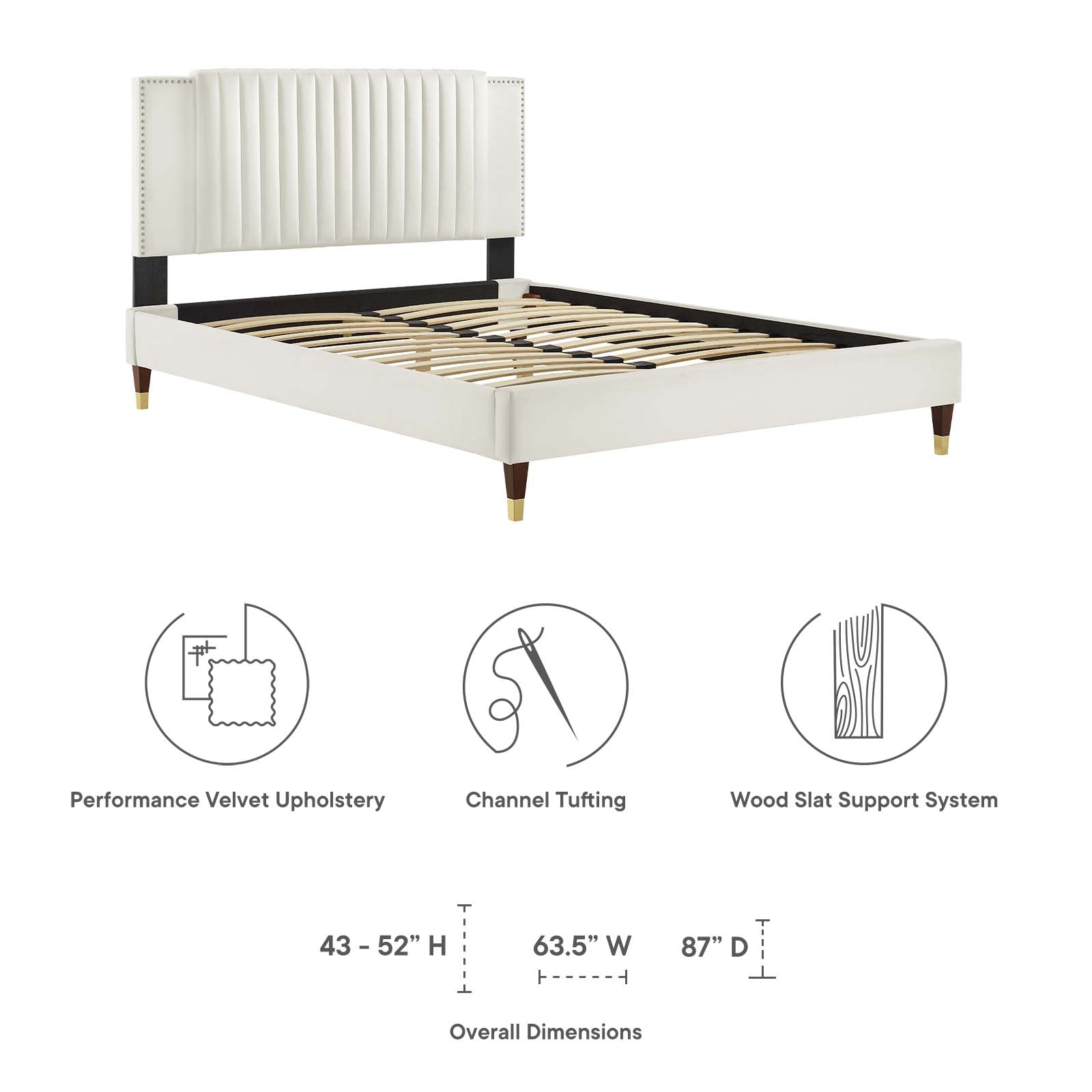 Zahra Channel Tufted Performance Velvet King Platform Bed By Modway - MOD-7006 | Beds | Modishstore - 30